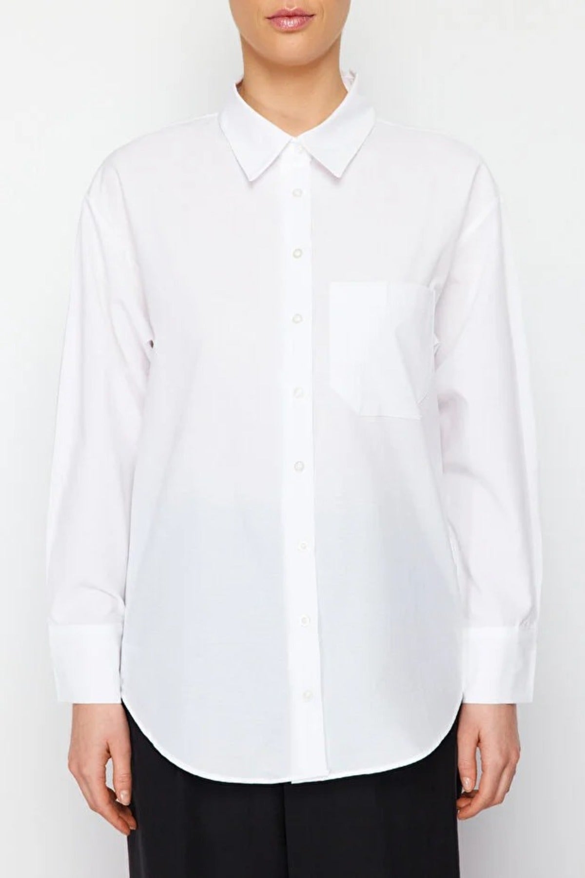 Single Pocket Boyfriend Cotton Woven Shirt