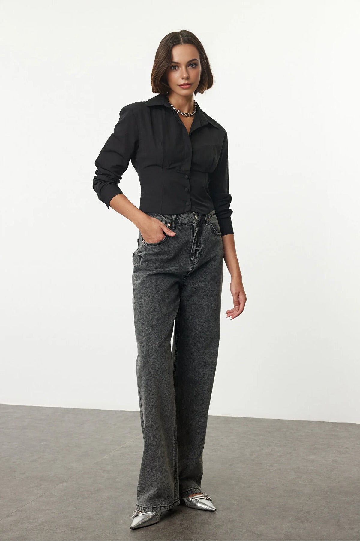 Waist-Sit Woven Shirt