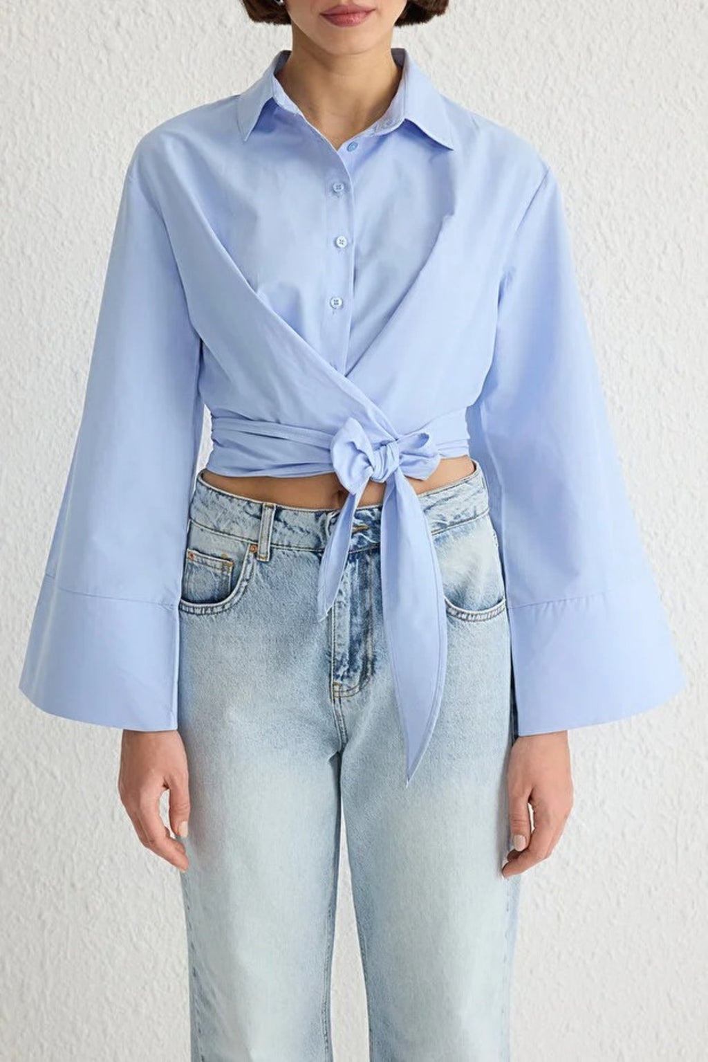 Regular Fit Woven Shirt with Tie Detail