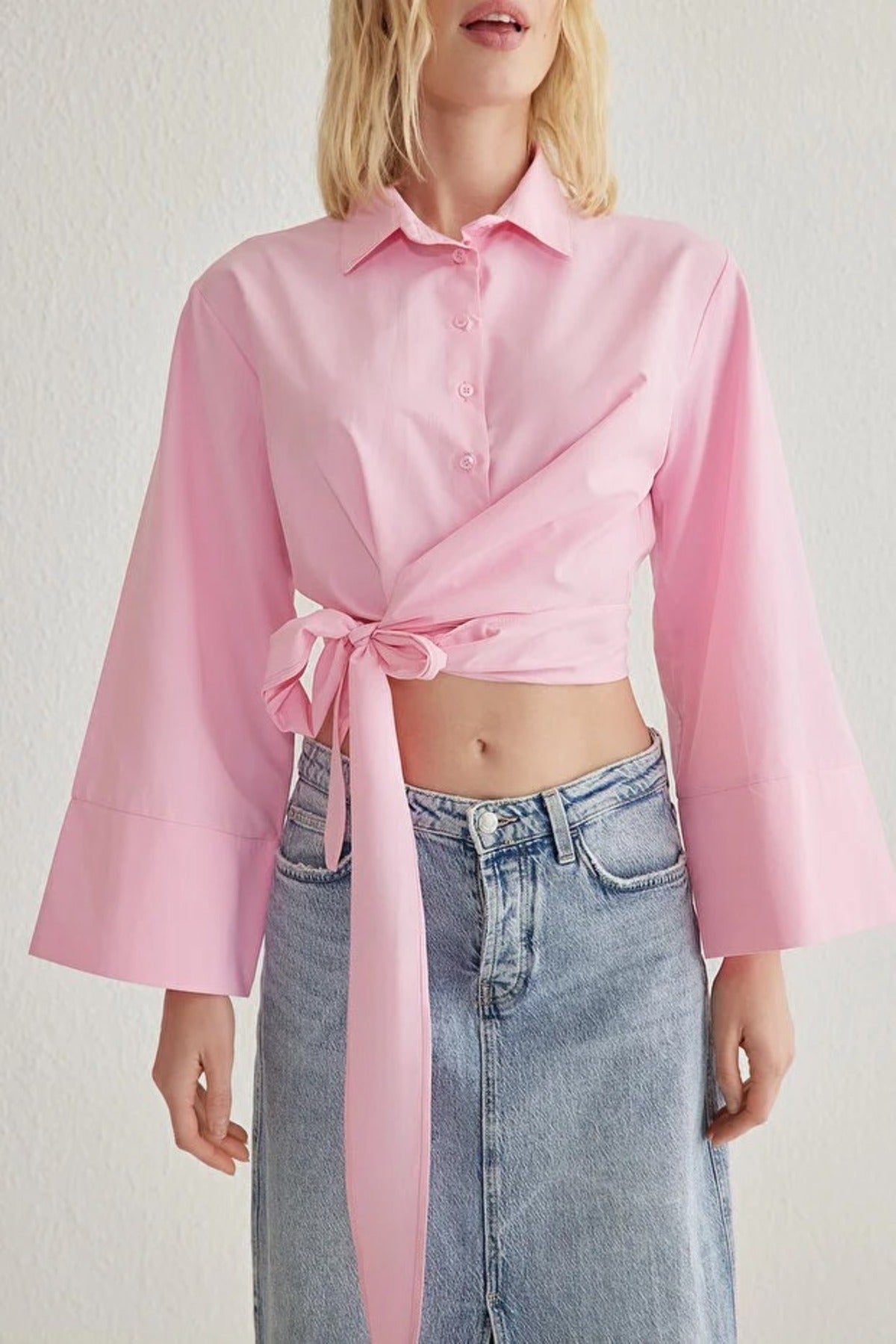 Regular Fit Woven Shirt with Tie Detail