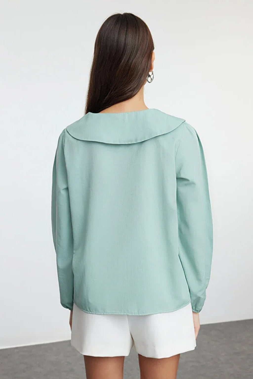 Woven Shirt with Embroidered Collar Detail