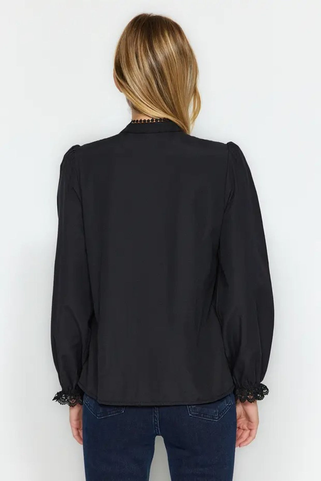 Woven Shirt with Lace Detail