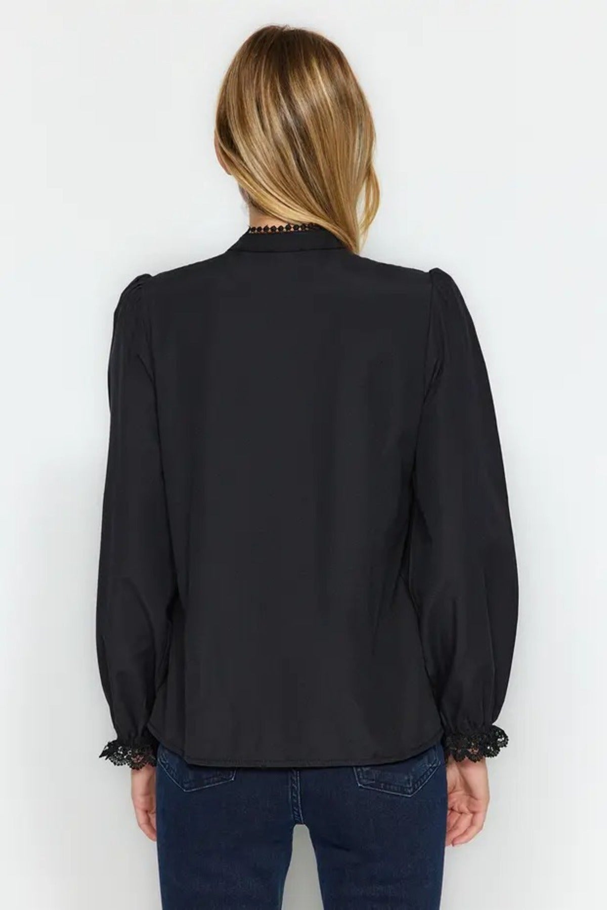 Woven Shirt with Lace Detail