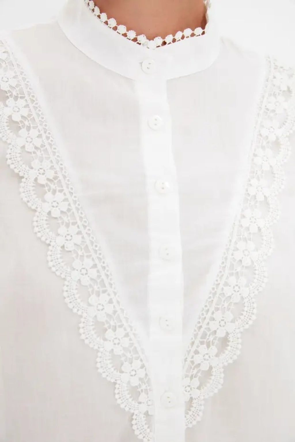 Woven Shirt with Lace Detail