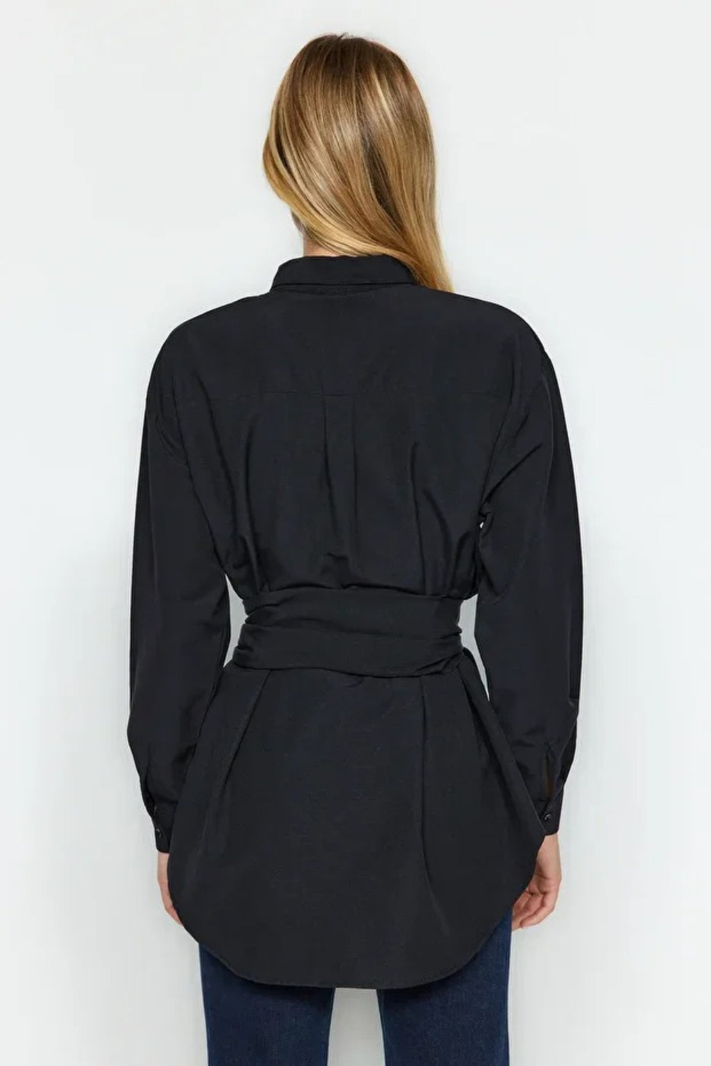 Woven Shirt with Belt Buckle Detail