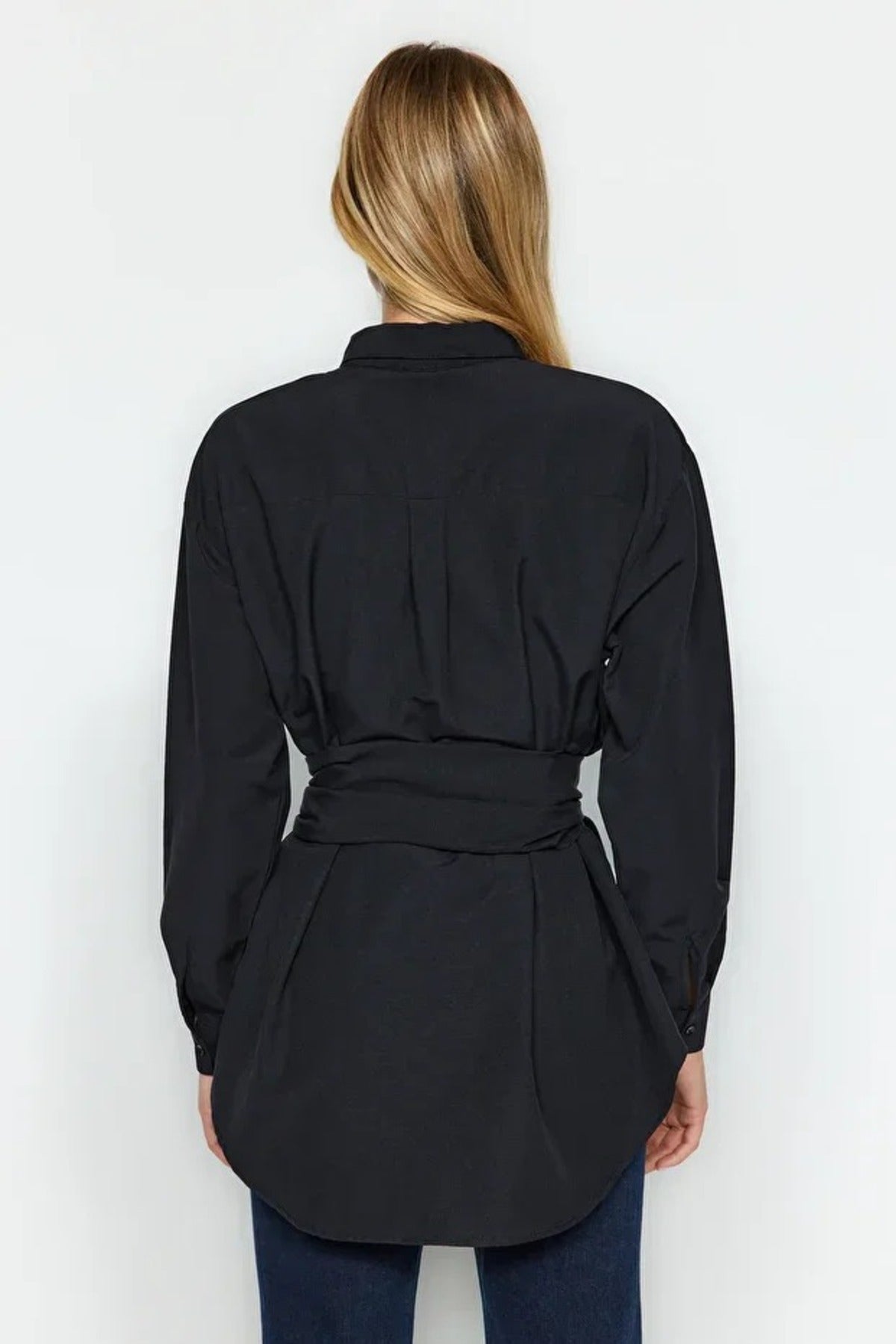 Woven Shirt with Belt Buckle Detail