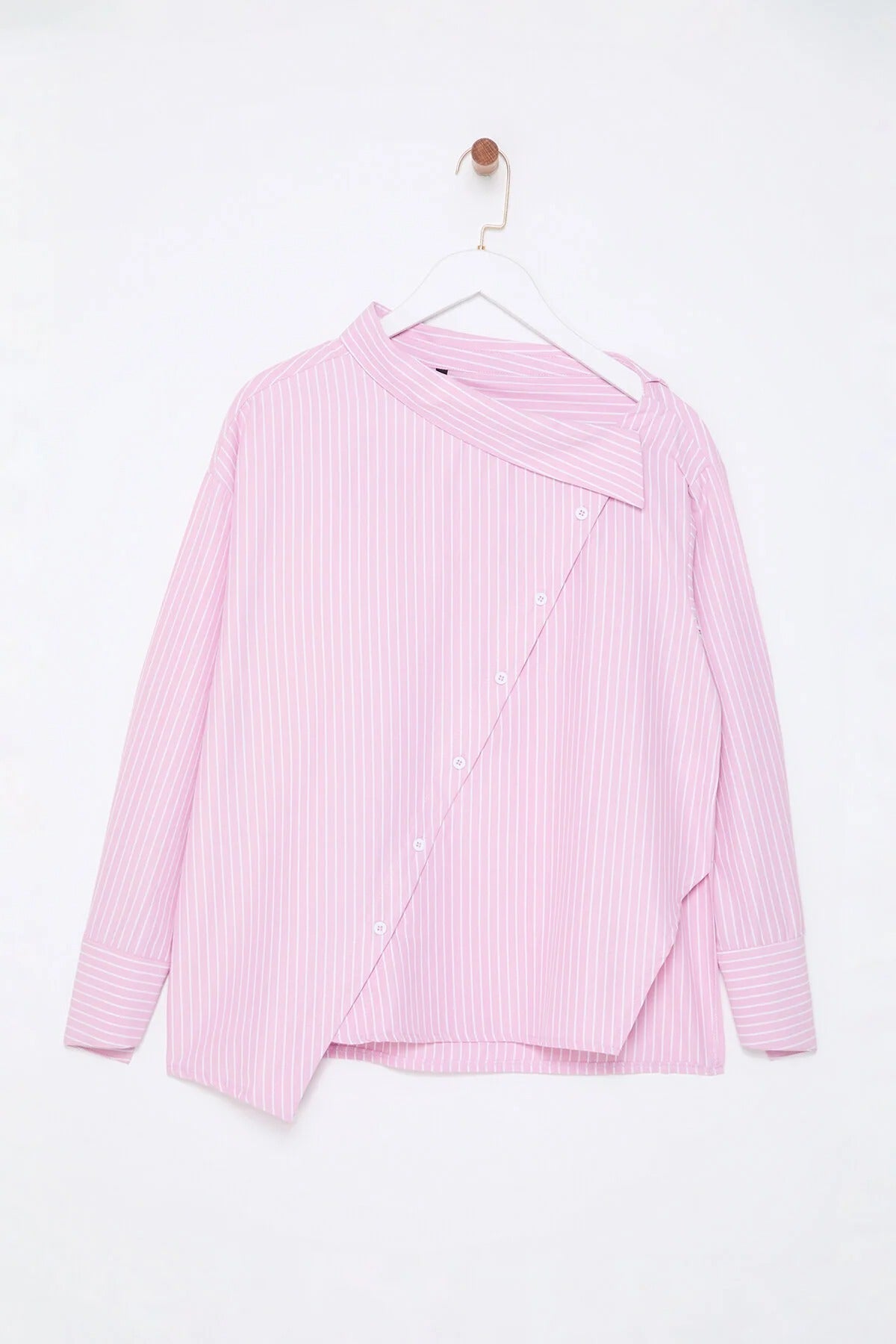 Striped Woven Shirt with Collar Detail