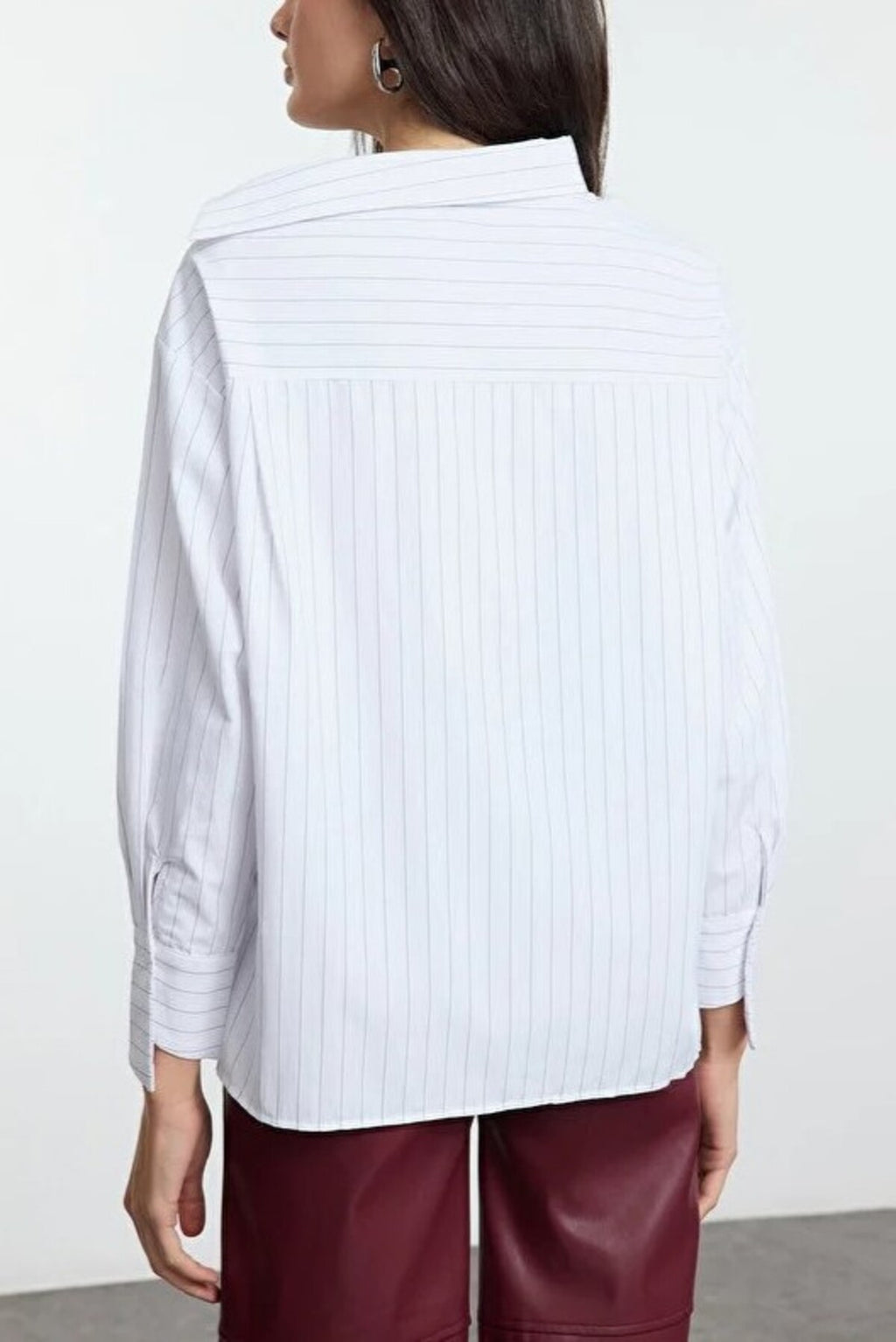 Striped Woven Shirt with Collar Detail