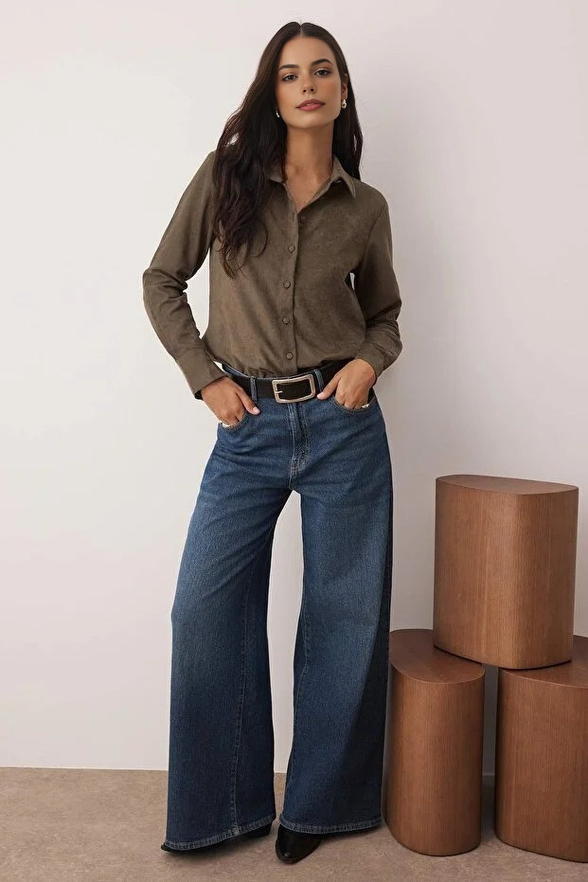 Regular Fit Suede Shirt