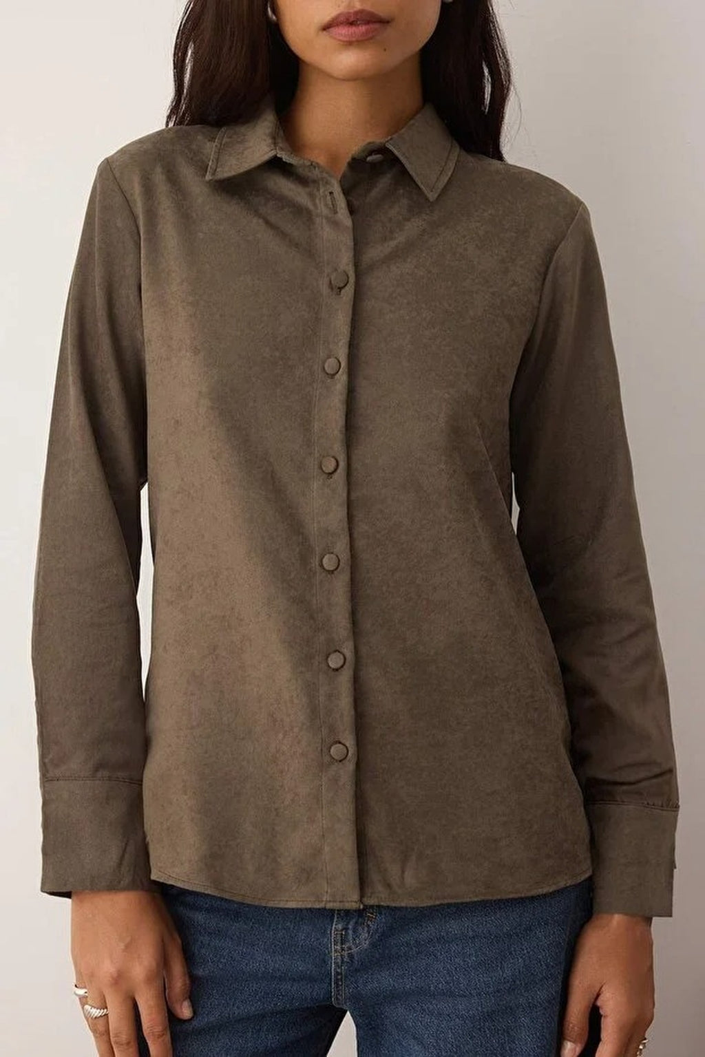 Regular Fit Suede Shirt