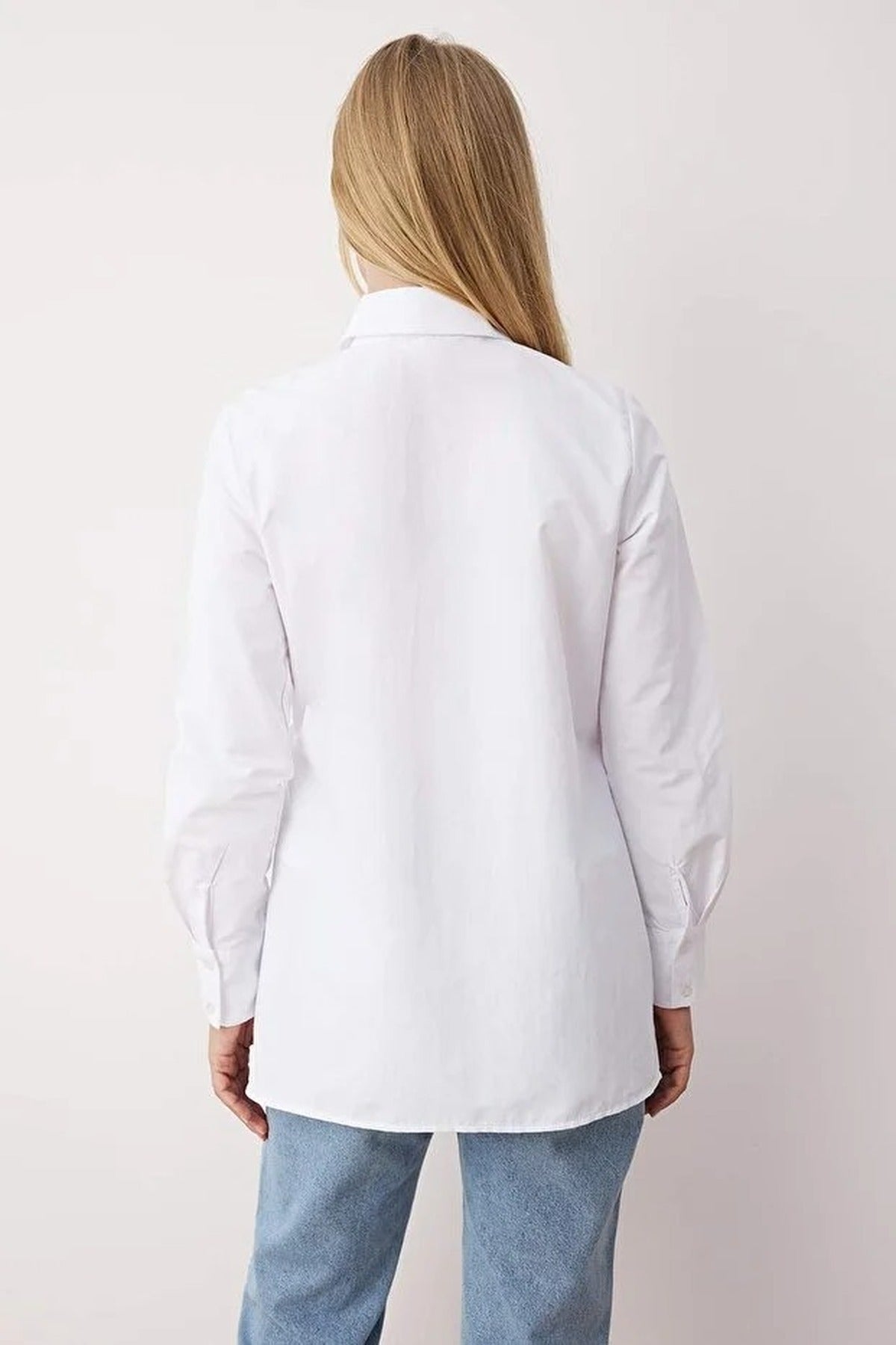 Double-Breasted Woven Shirt with  Pleated Detail