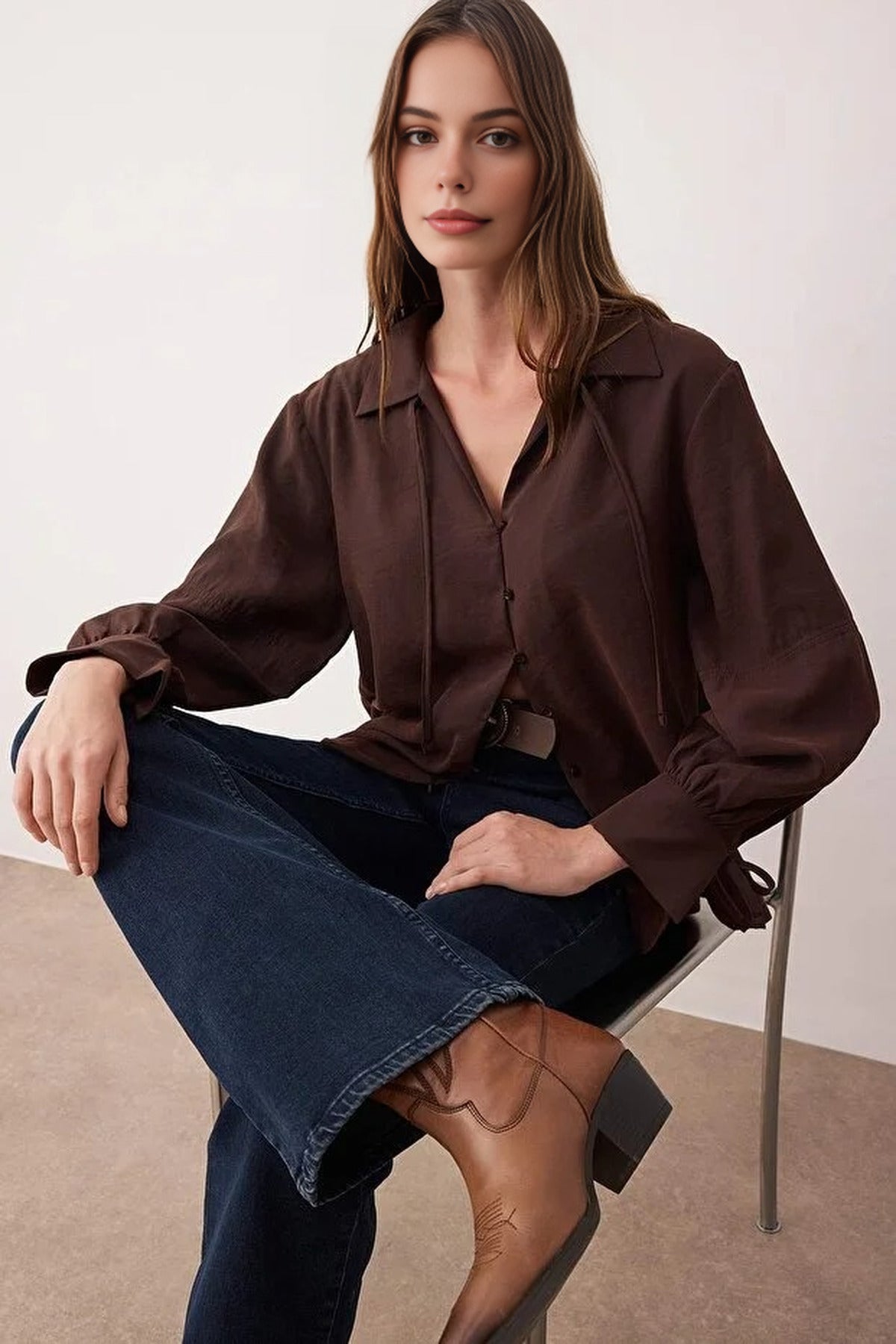 Boho Modal Shirt with Tie Detail