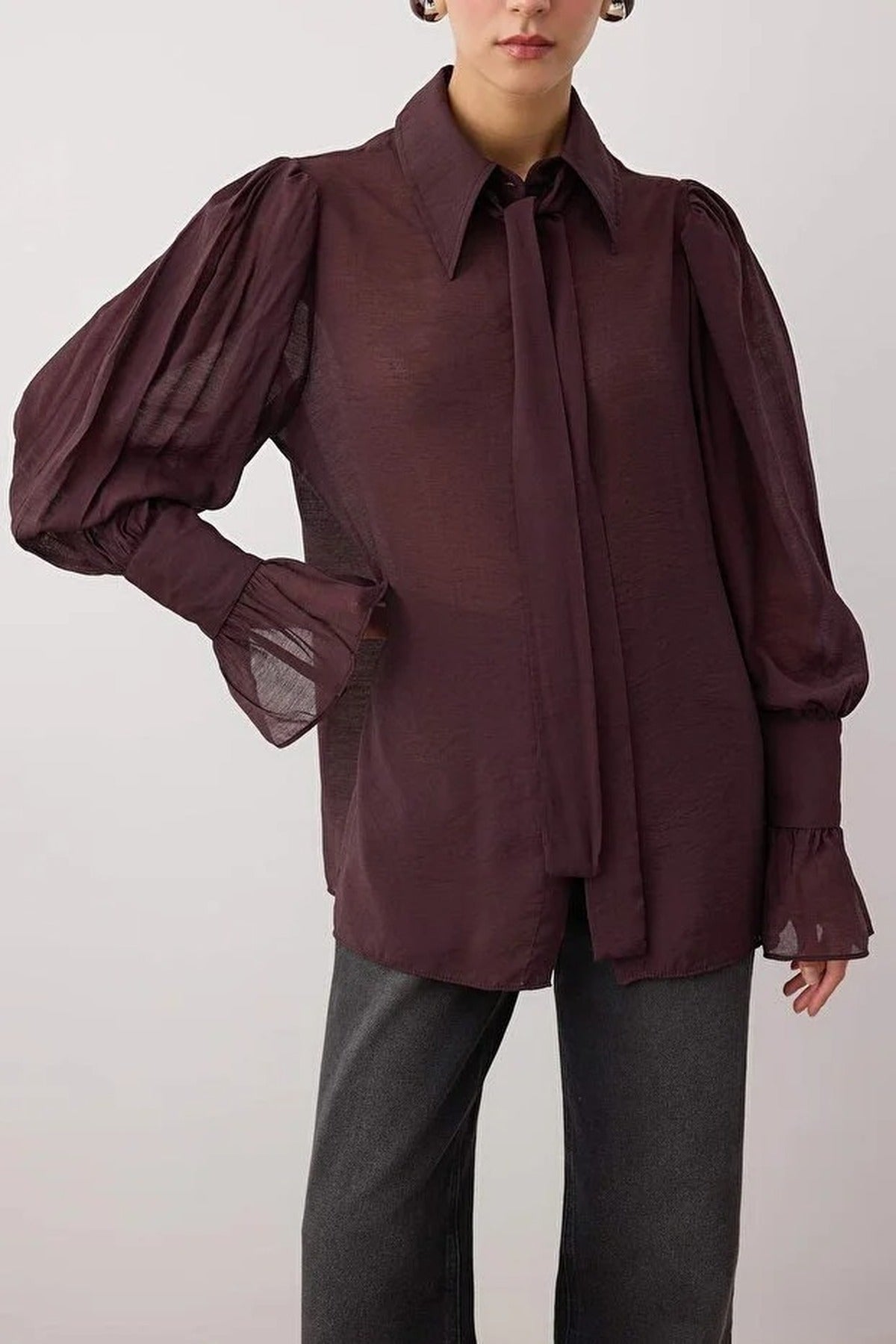 Transparent Soft Feel Boho Shirt with Tie Detail