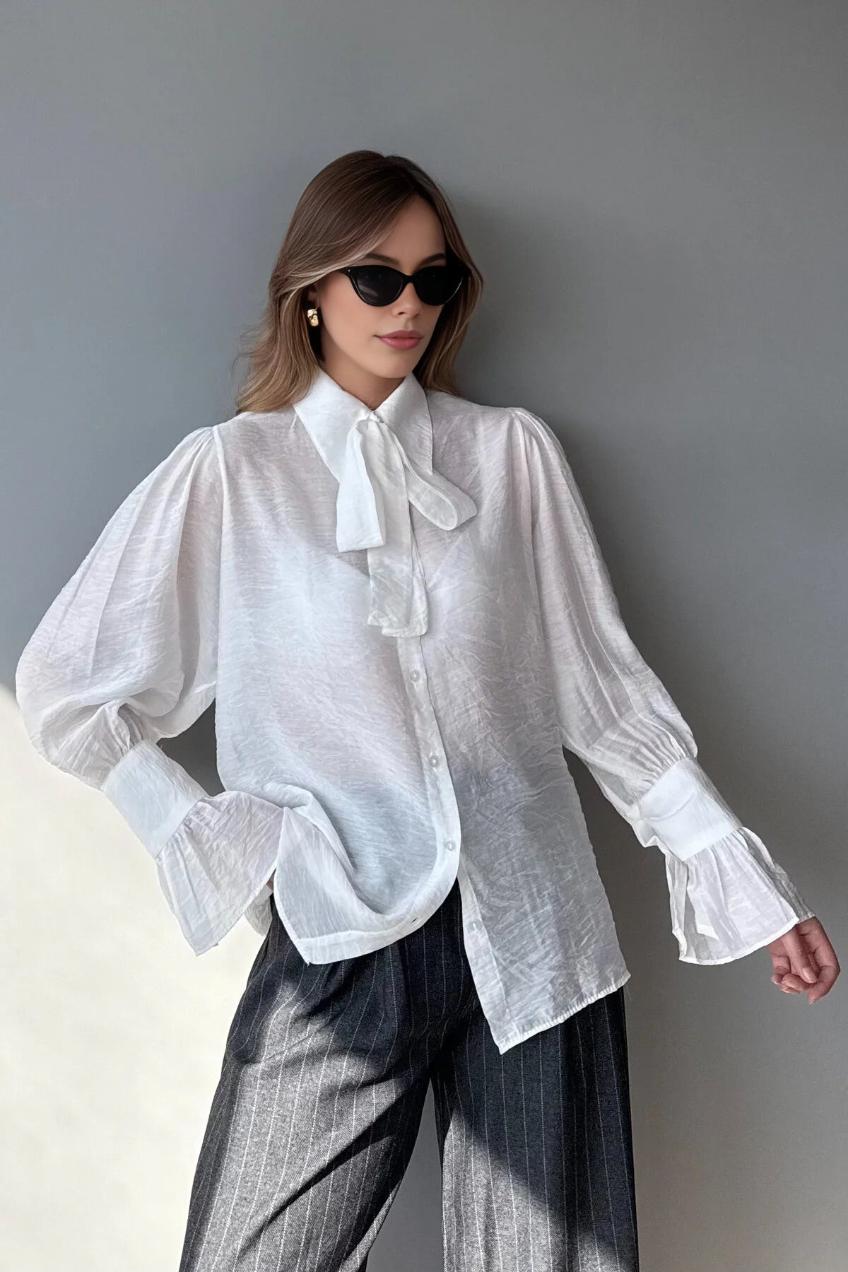 Transparent Soft Feel Boho Shirt with Tie Detail