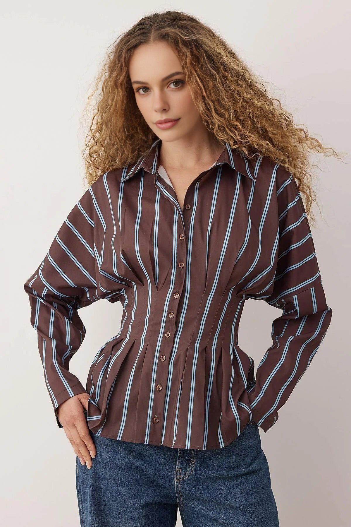 Striped Waist-Sit Shirt