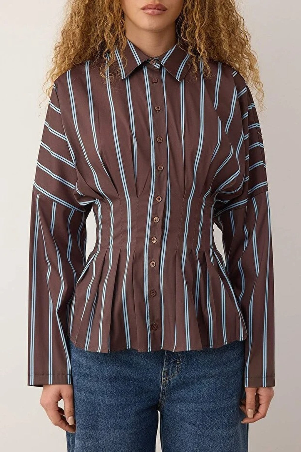 Striped Waist-Sit Shirt