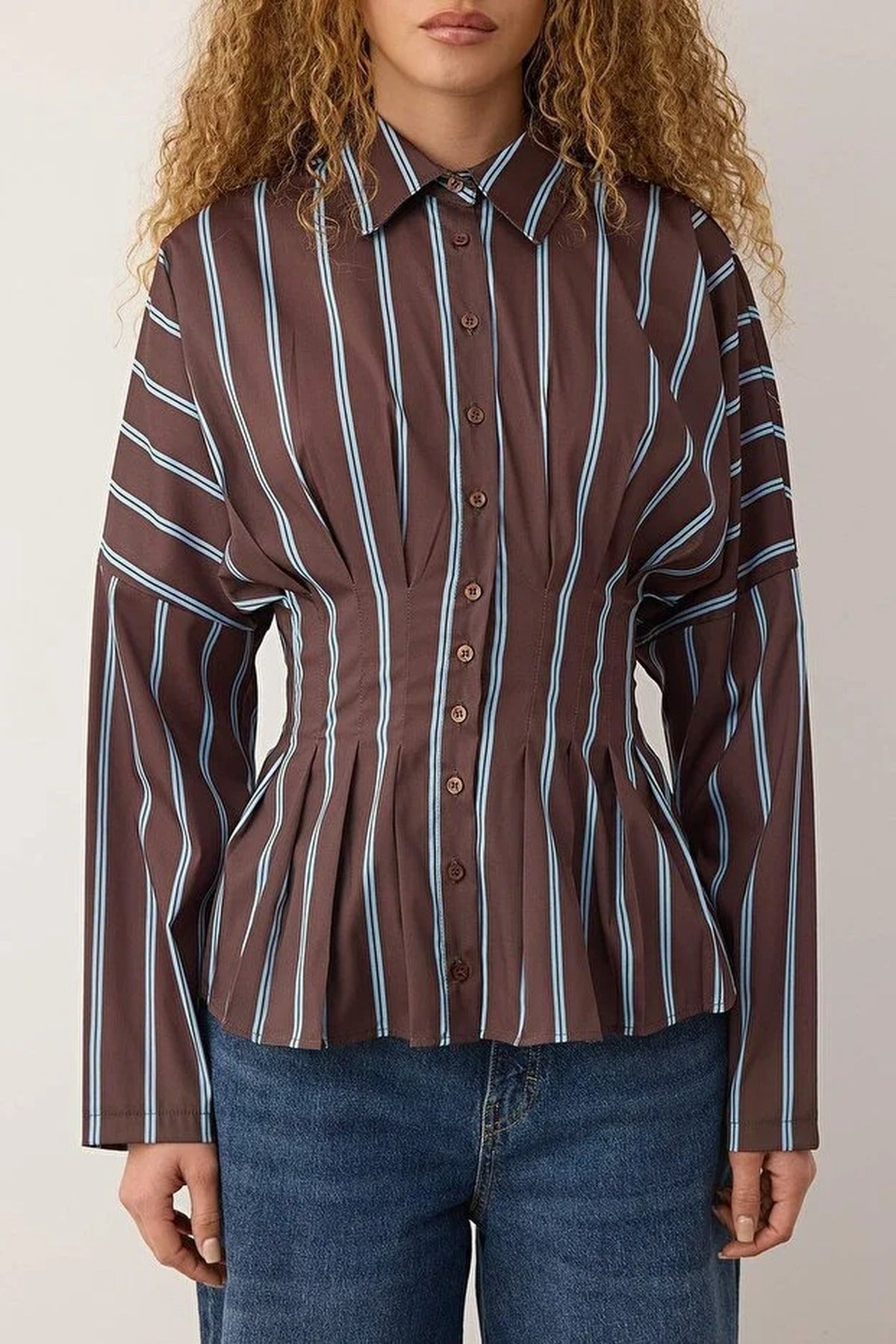 Striped Waist-Sit Shirt