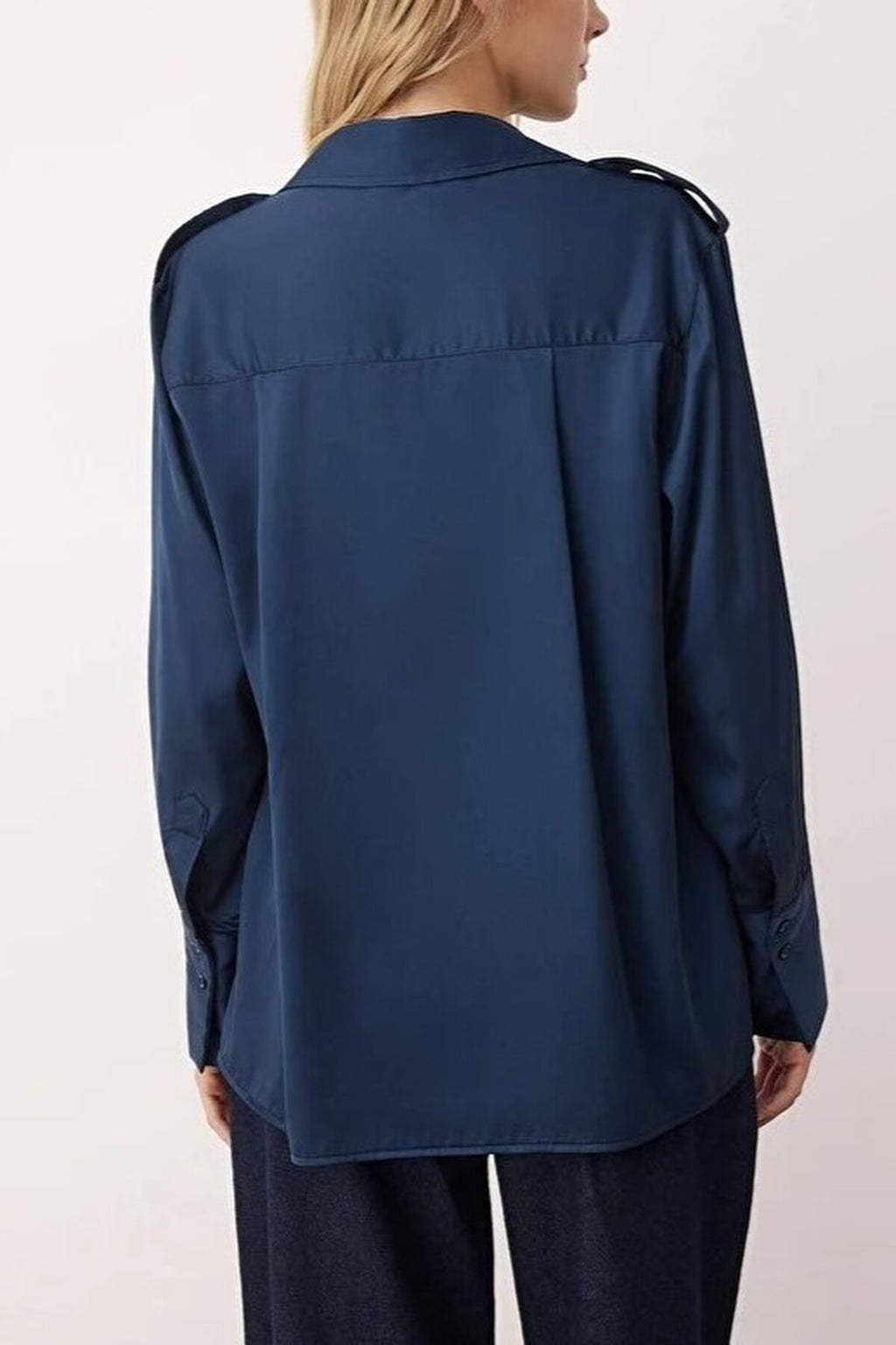 Satin Shirt with Epaulettes