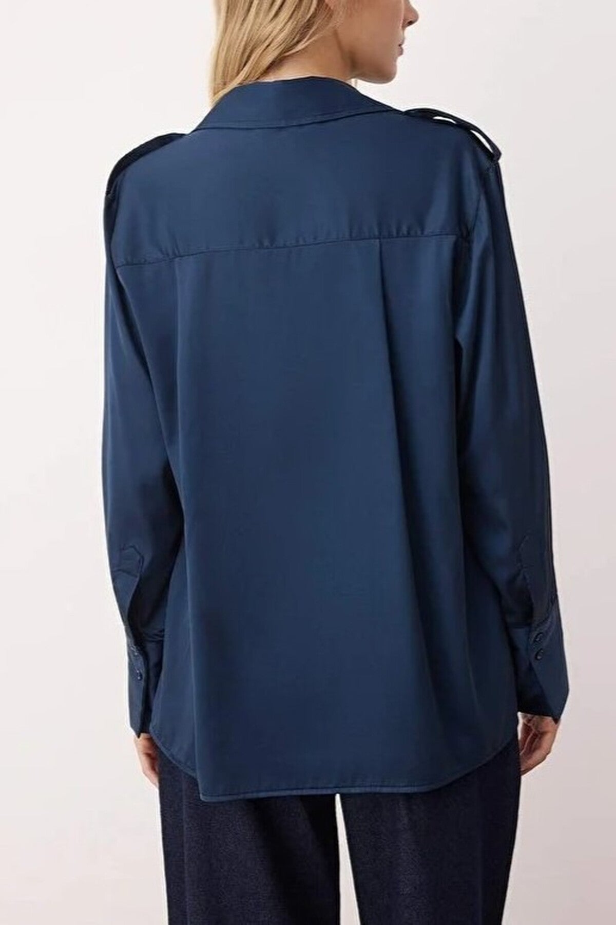 Satin Shirt with Epaulettes