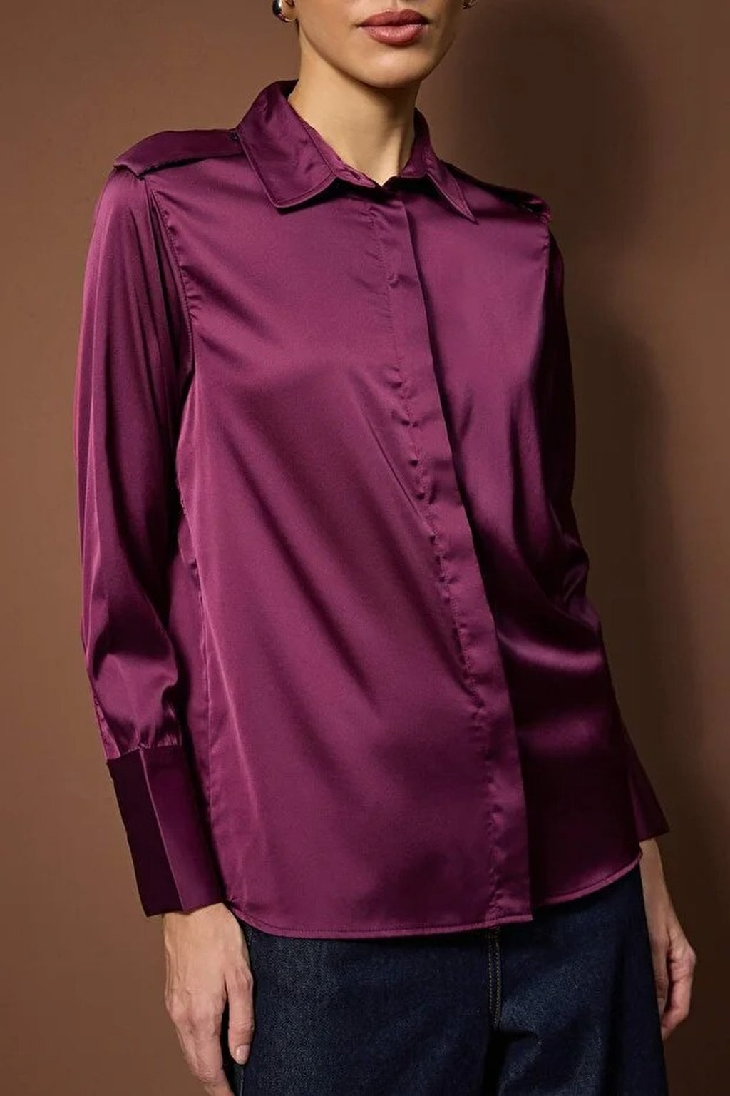 Satin Shirt with Epaulettes
