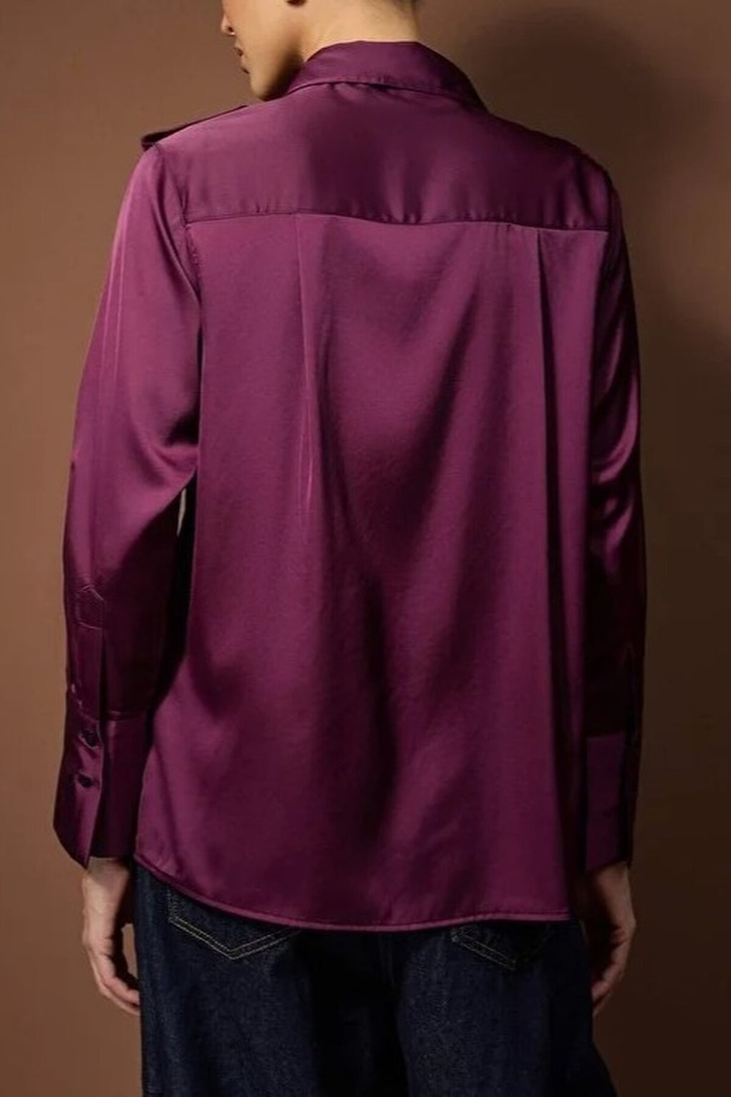Satin Shirt with Epaulettes