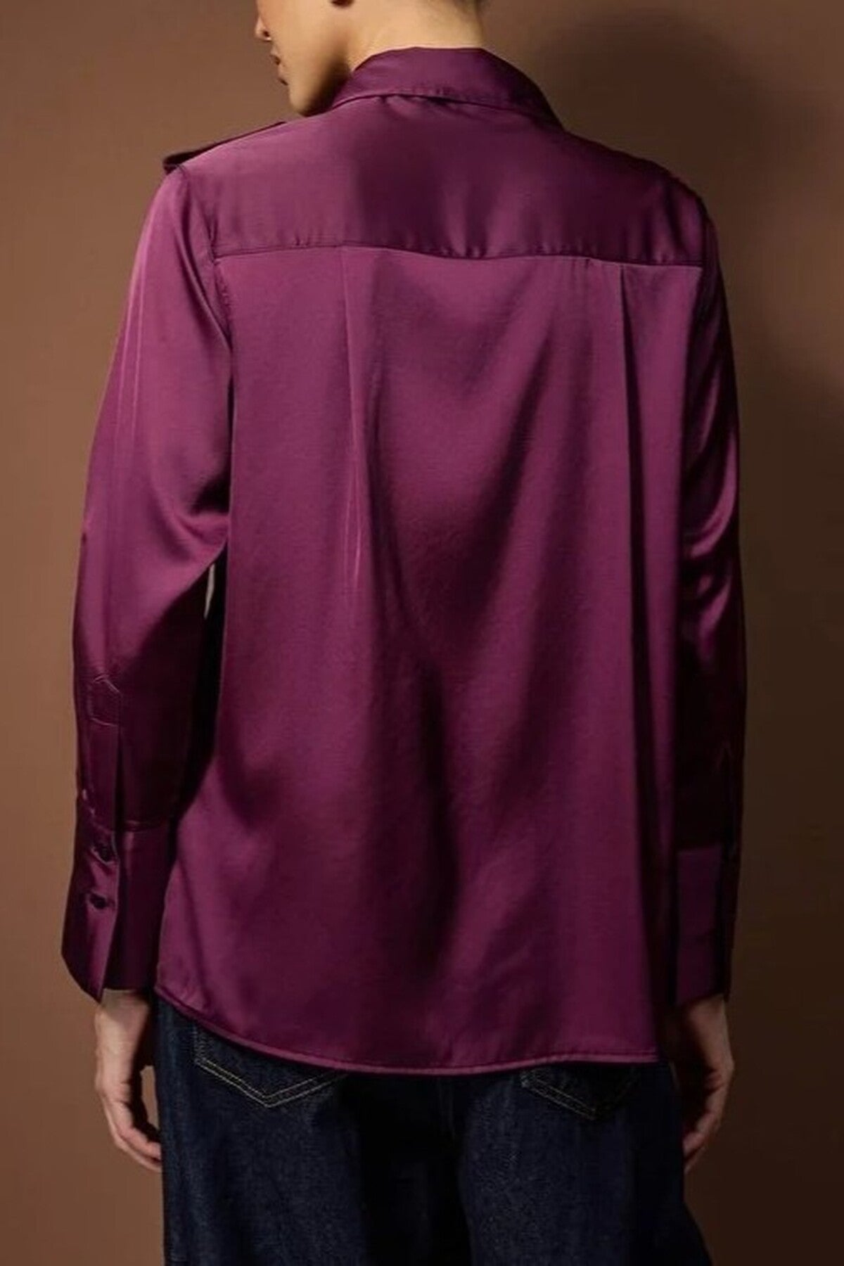 Satin Shirt with Epaulettes