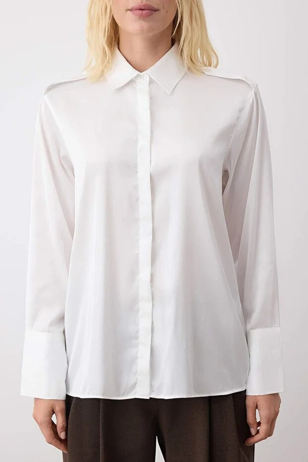 Satin Shirt with Epaulettes