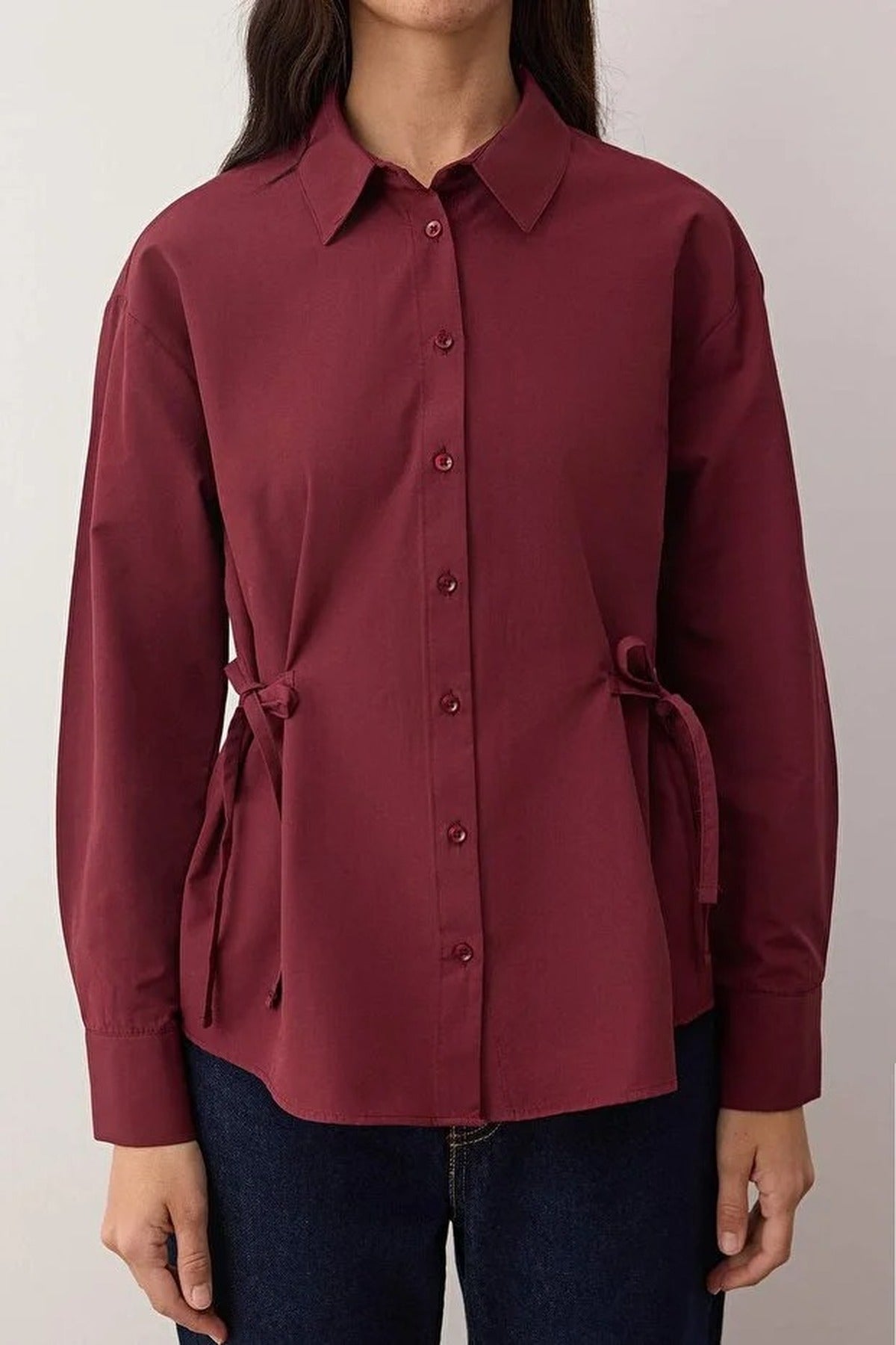 Regular Woven Shirt with Waist Ribbon Detail