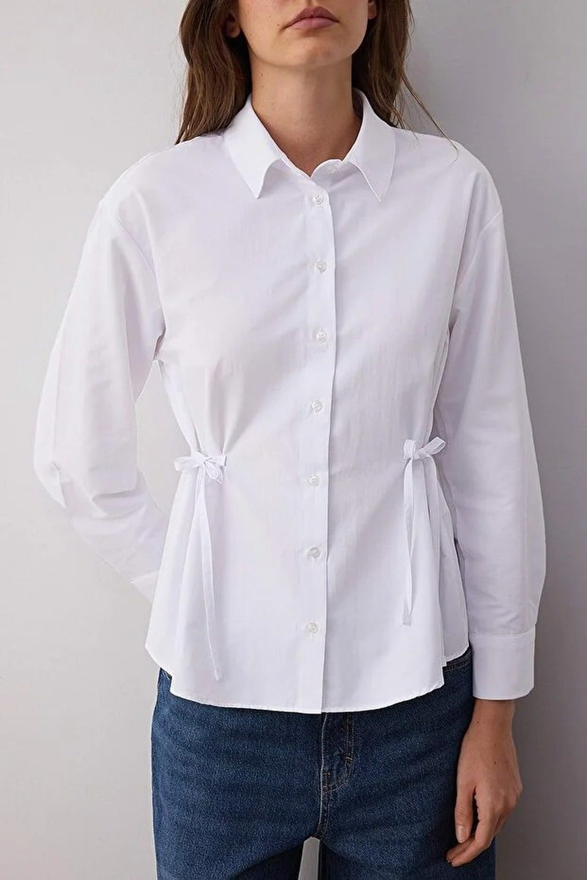 Regular Woven Shirt with Waist Ribbon Detail
