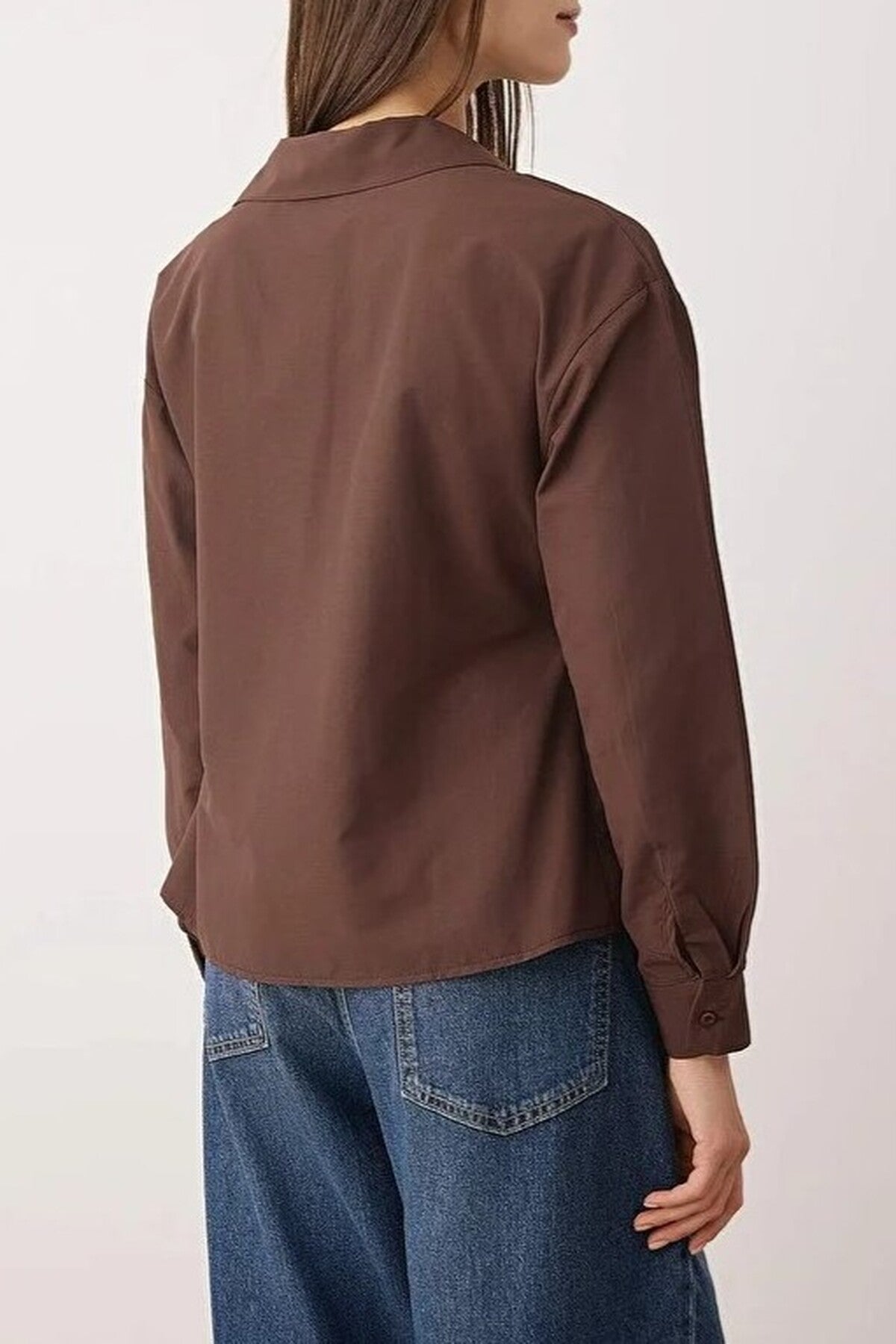 Regular Woven Shirt with Double-Breasted Closure and Tie Detail