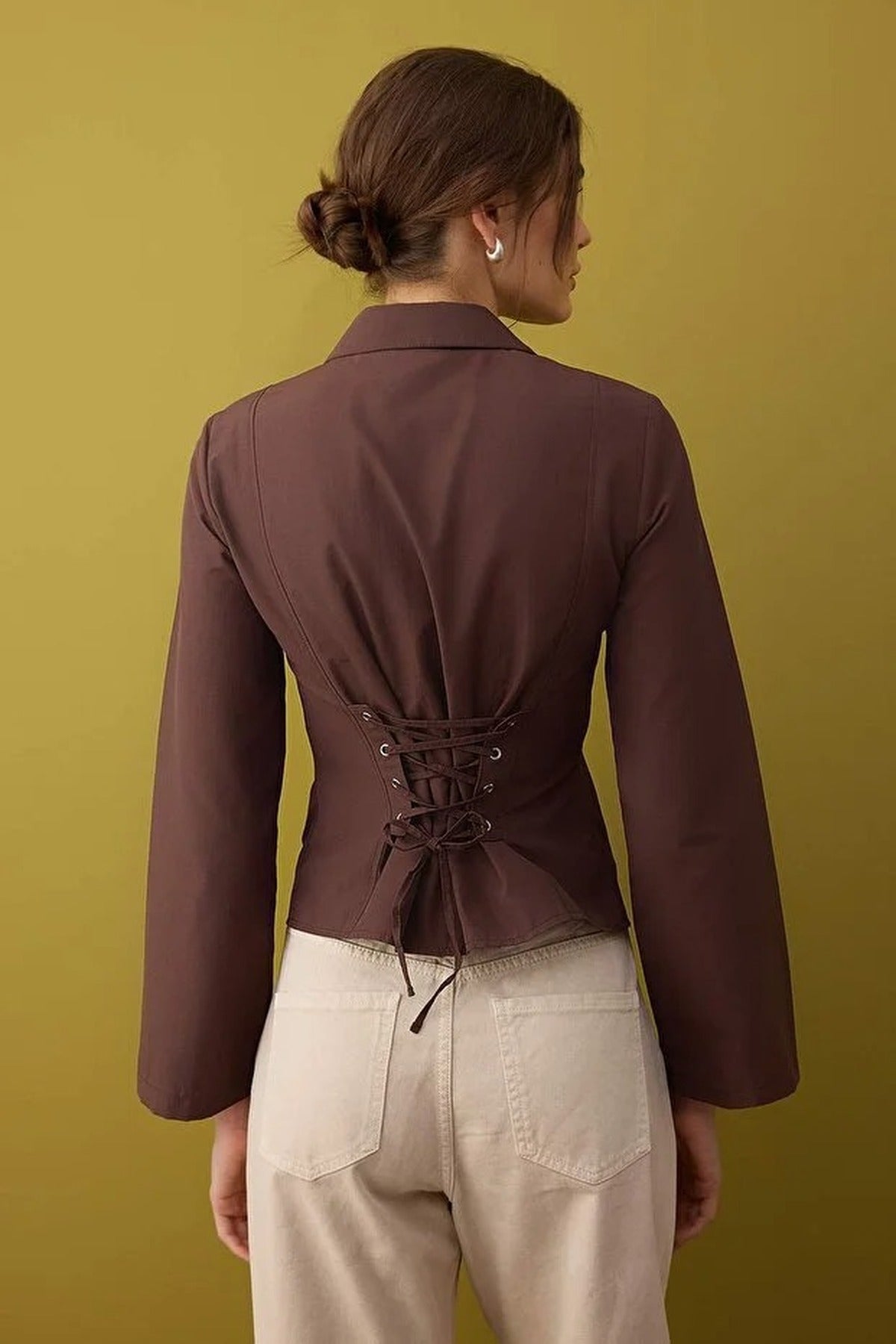 Waist-Sit Shirt with Corset Detail