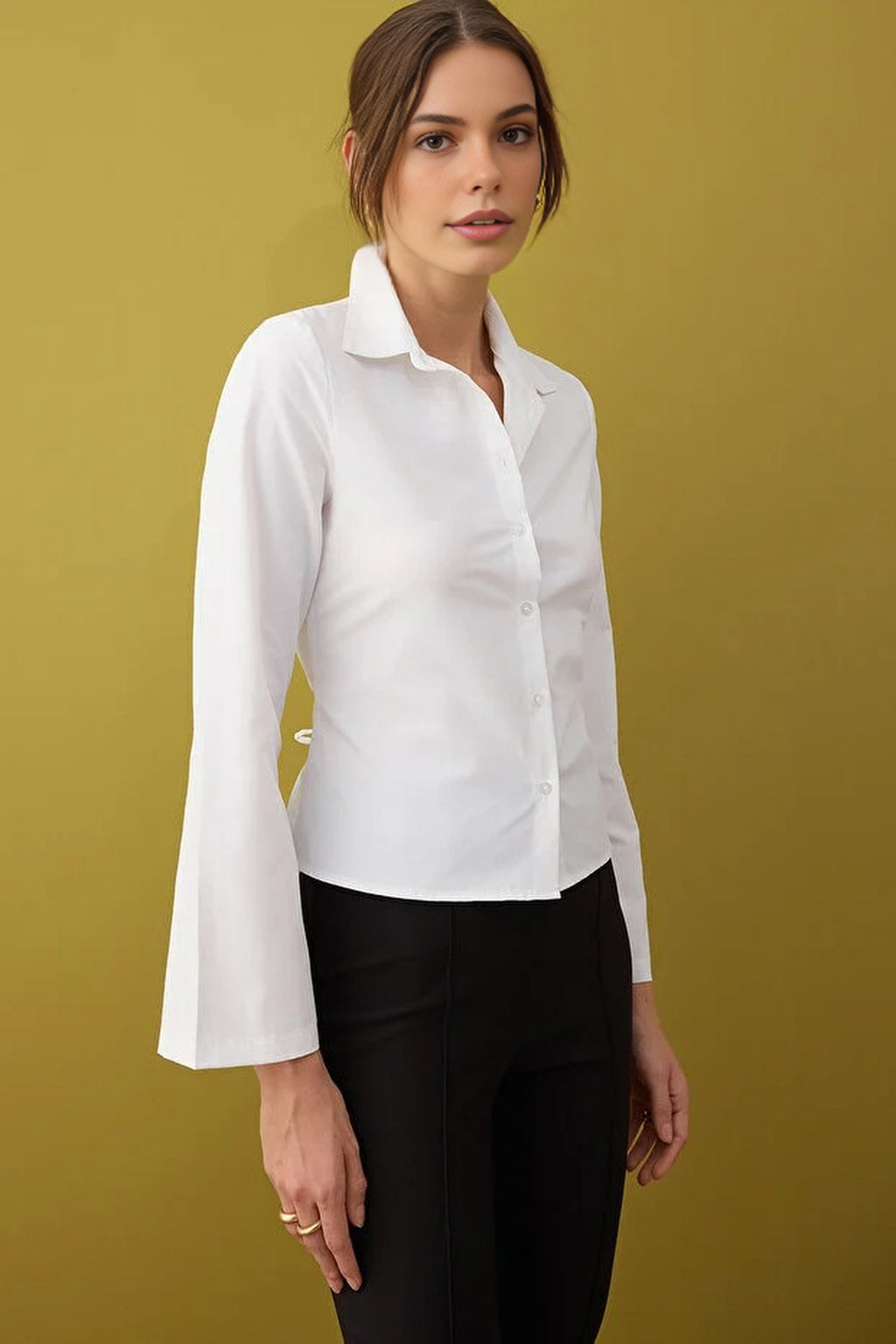 Waist-Sit Shirt with Corset Detail