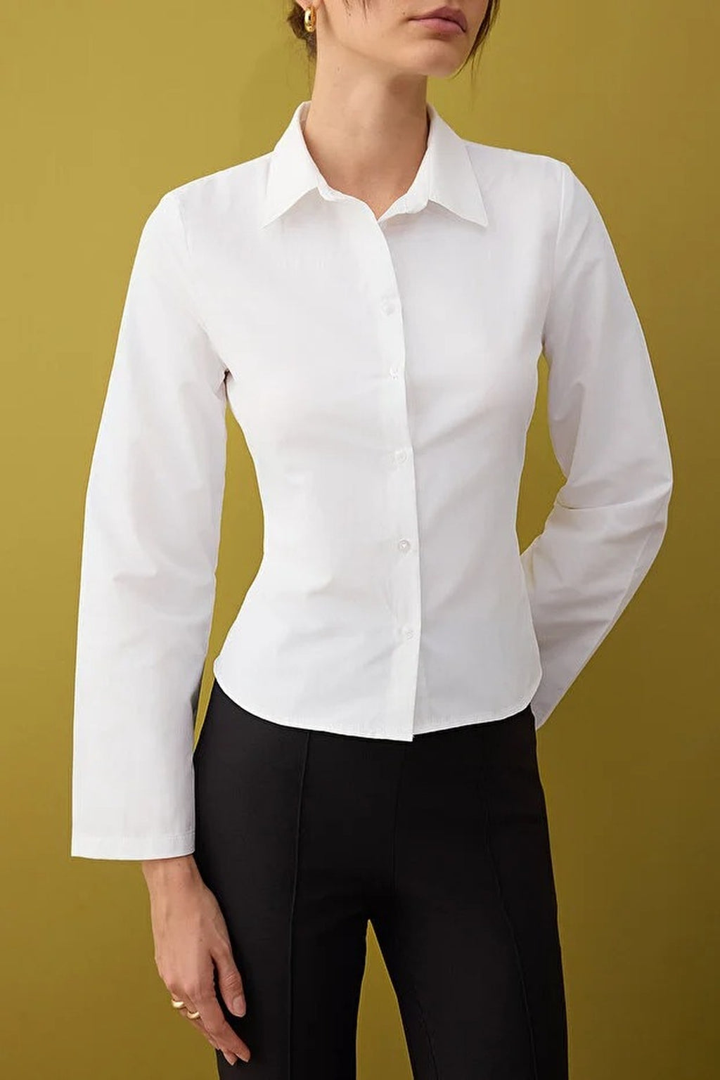 Waist-Sit Shirt with Corset Detail