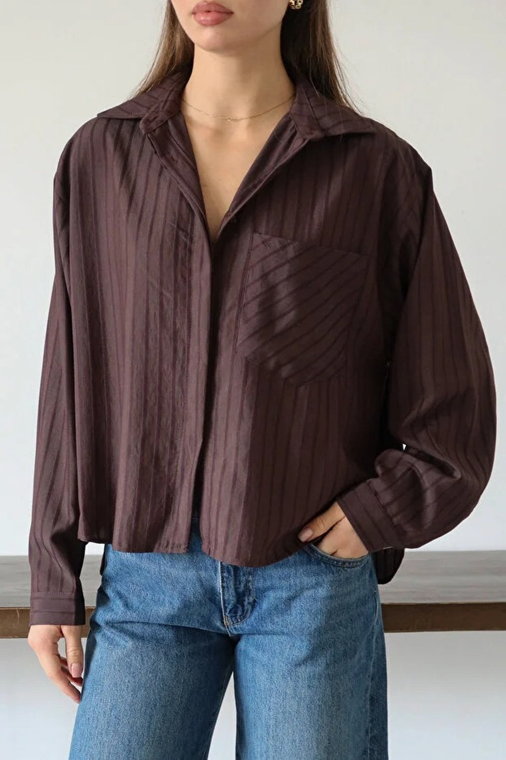 Striped Oversize Woven Shirt