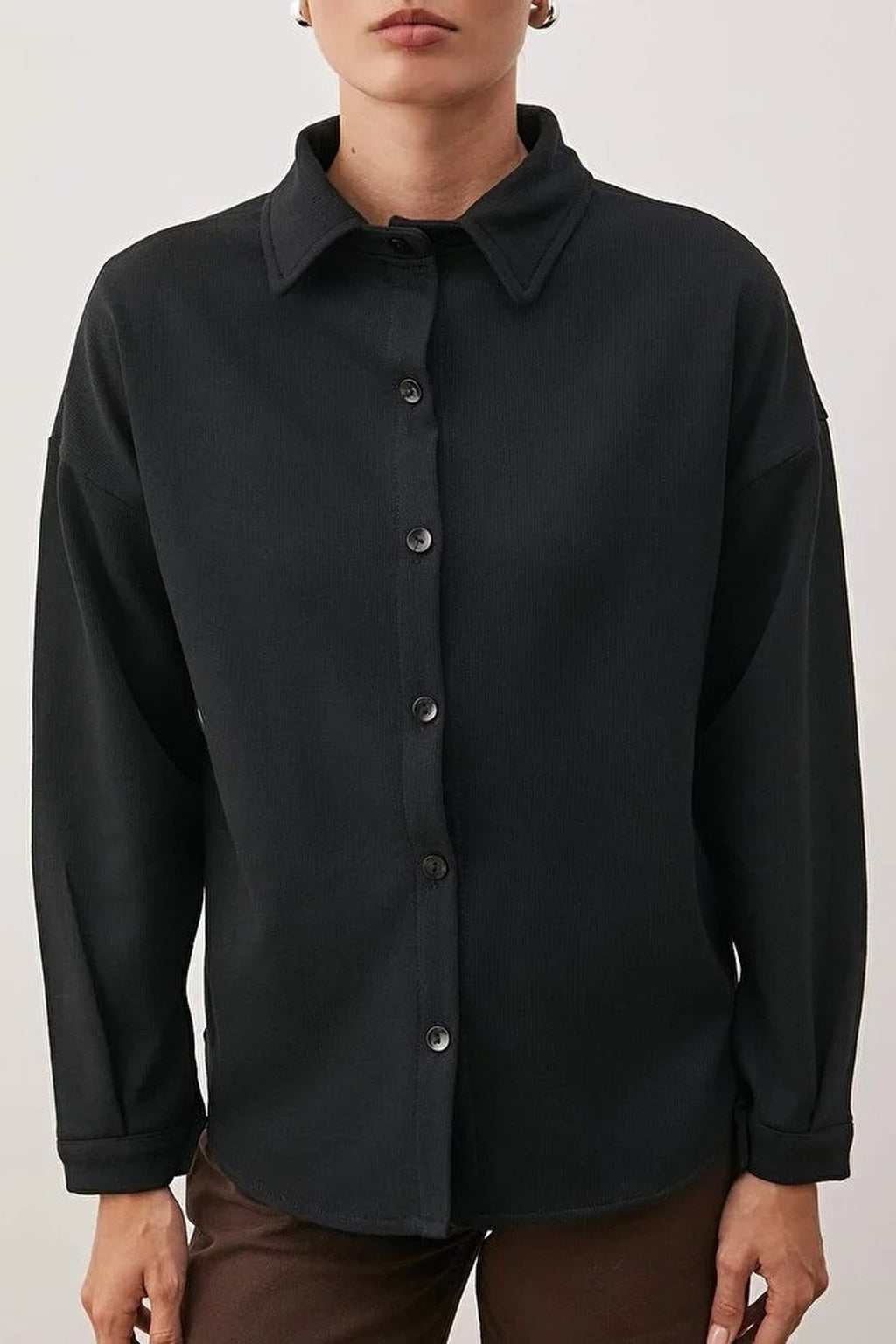 Selanik Polo Collar Button-Down Oversize Shirt