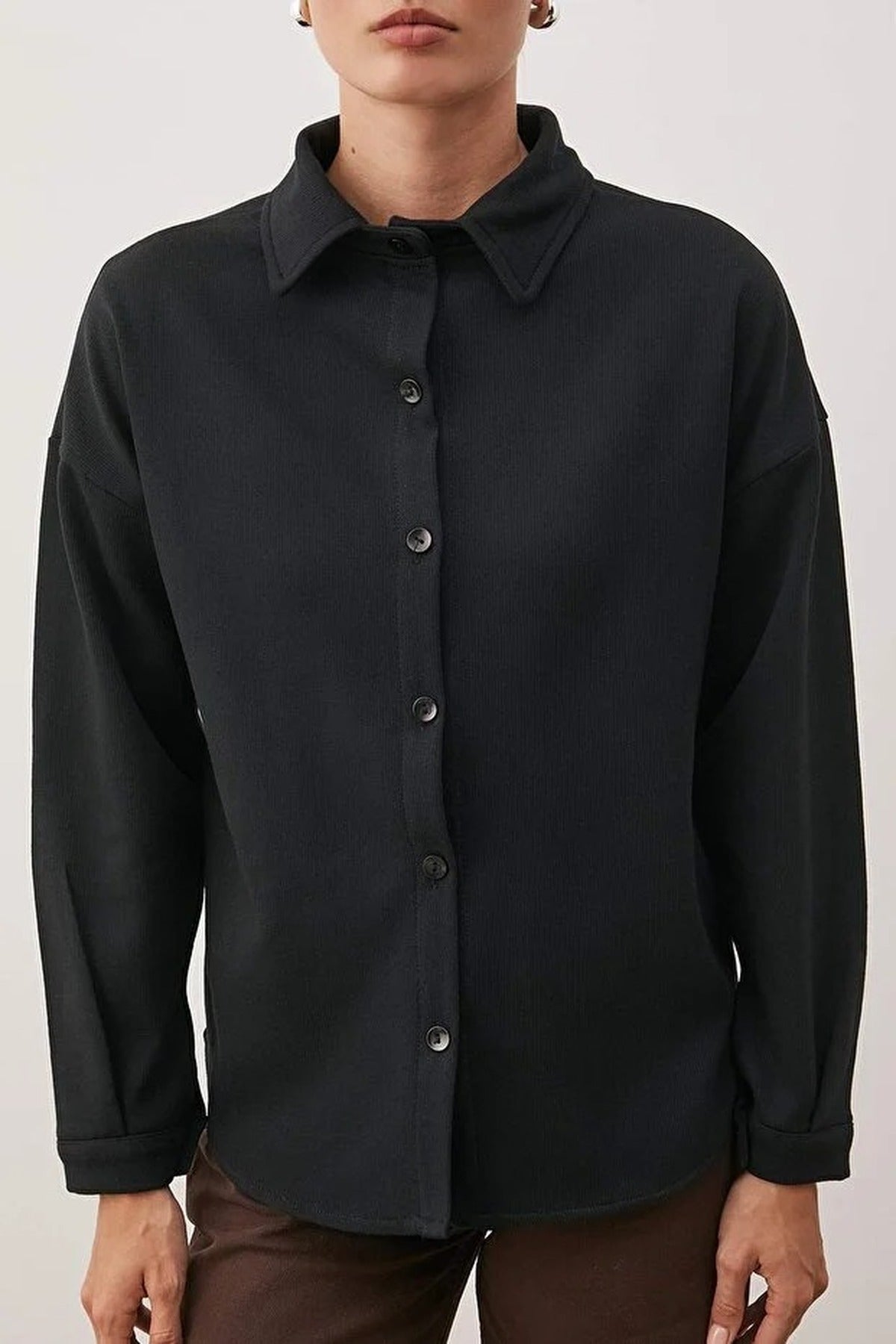 Selanik Polo Collar Button-Down Oversize Shirt