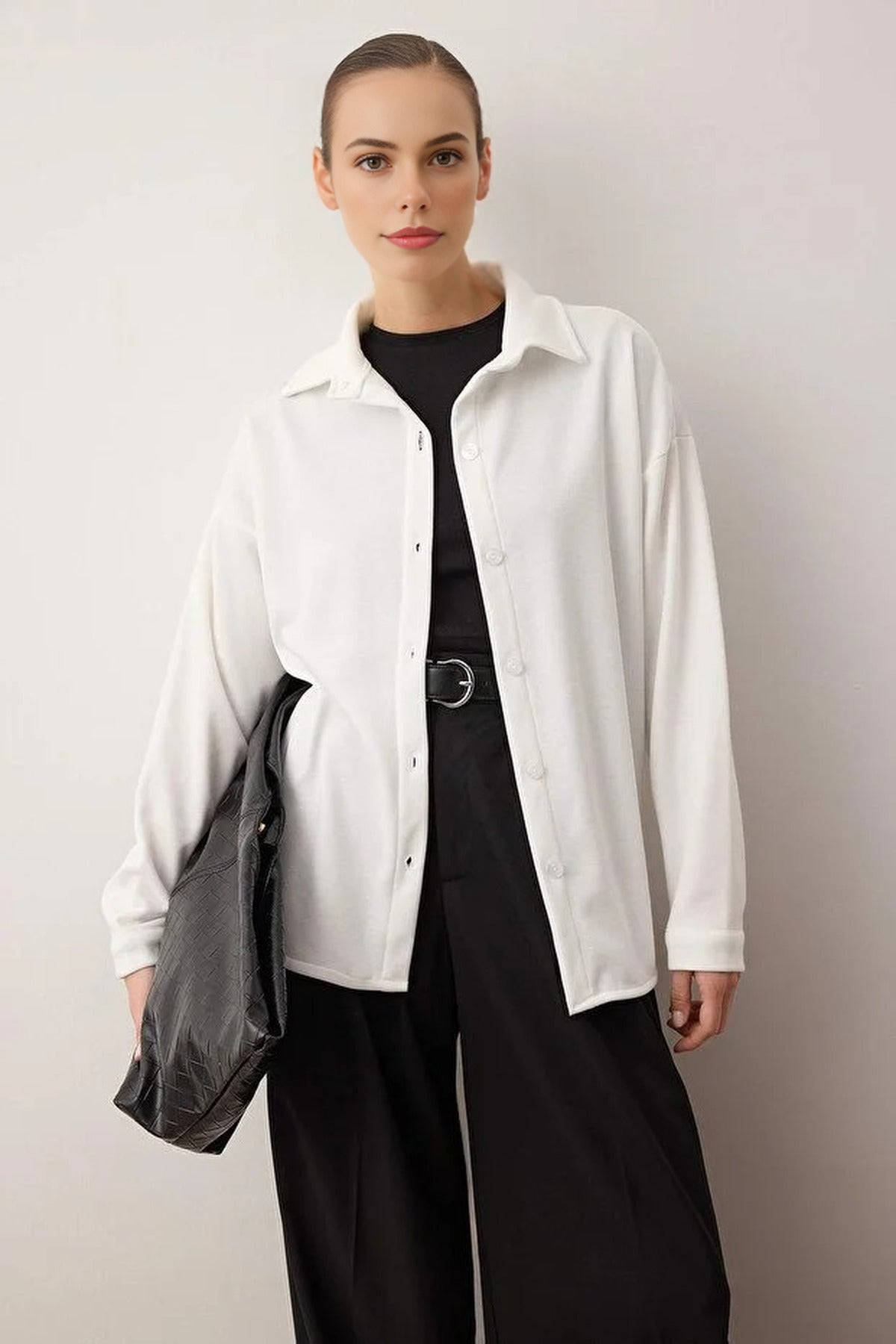 Selanik Polo Collar Button-Down Oversize Shirt