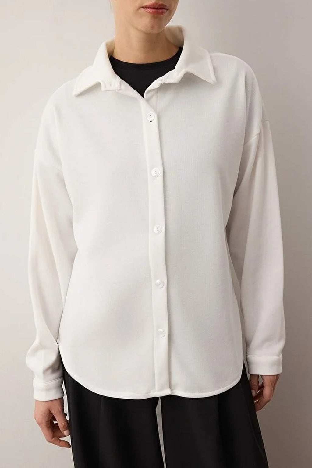 Selanik Polo Collar Button-Down Oversize Shirt