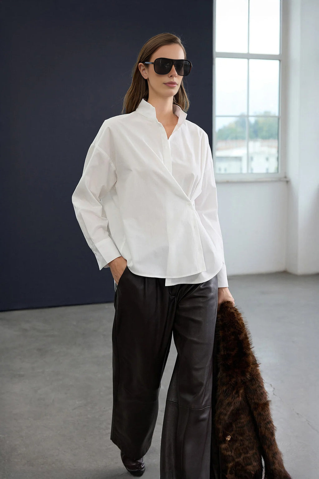 Asymmetrical Cotton Poplin Shirt