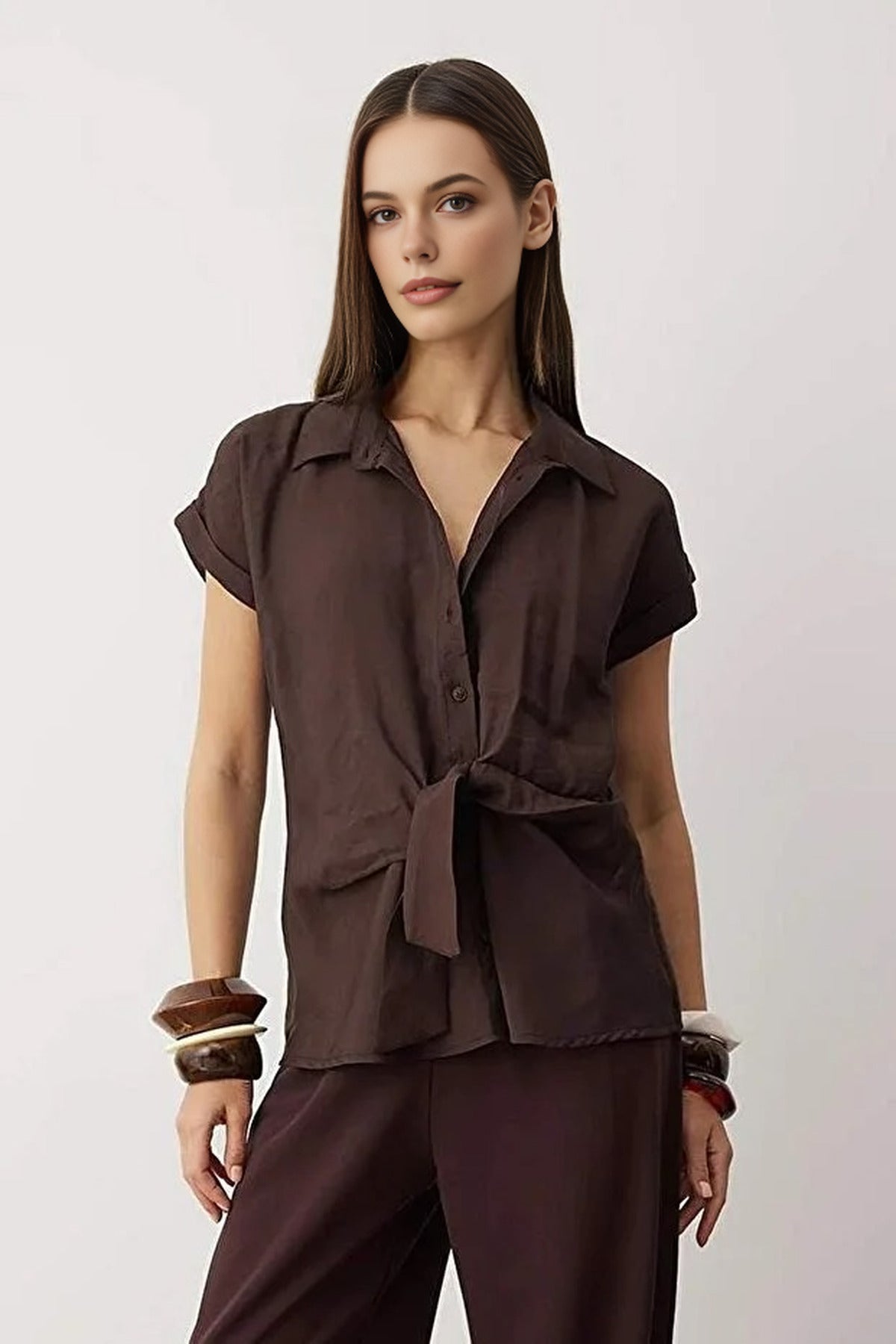 Woven Modal Shirt Front Knot