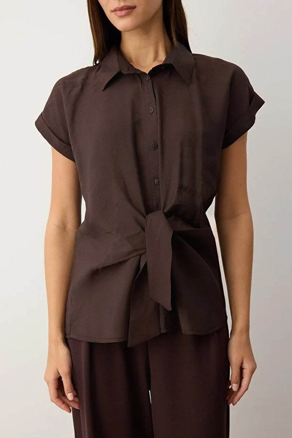 Woven Modal Shirt Front Knot