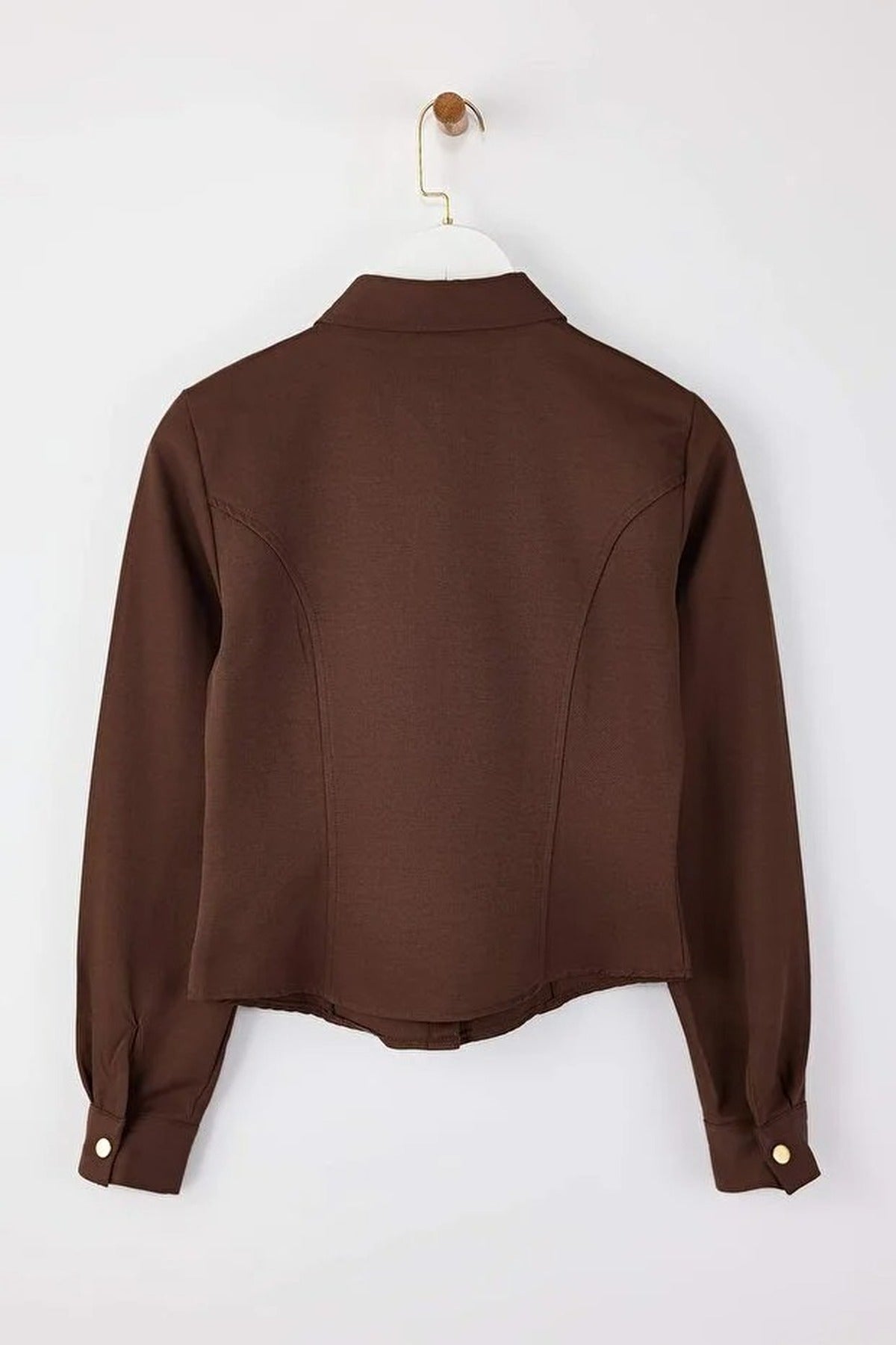 Gabardine Shirt with Gold Button Detail