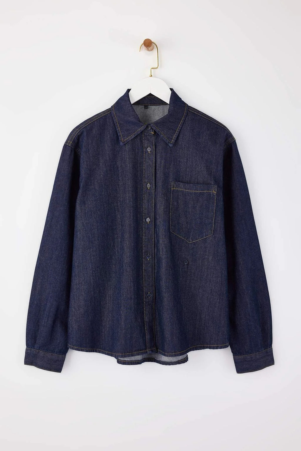 Button Detail Cotton Denim Shirt