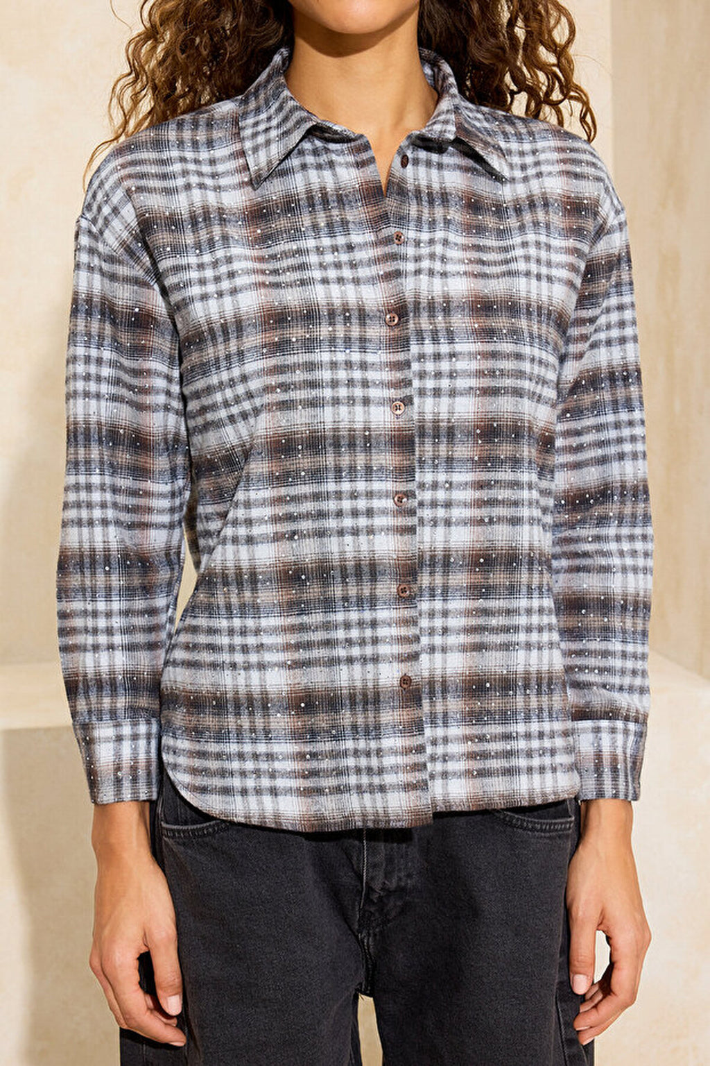 Argyle Stone Print Loose Fit Shirt