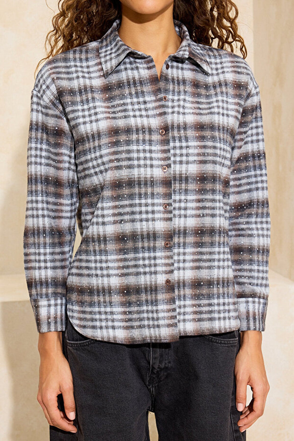 Argyle Stone Print Loose Fit Shirt