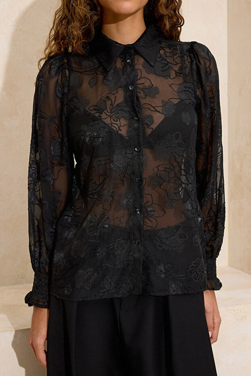 Unlined Shirt with Floral Details