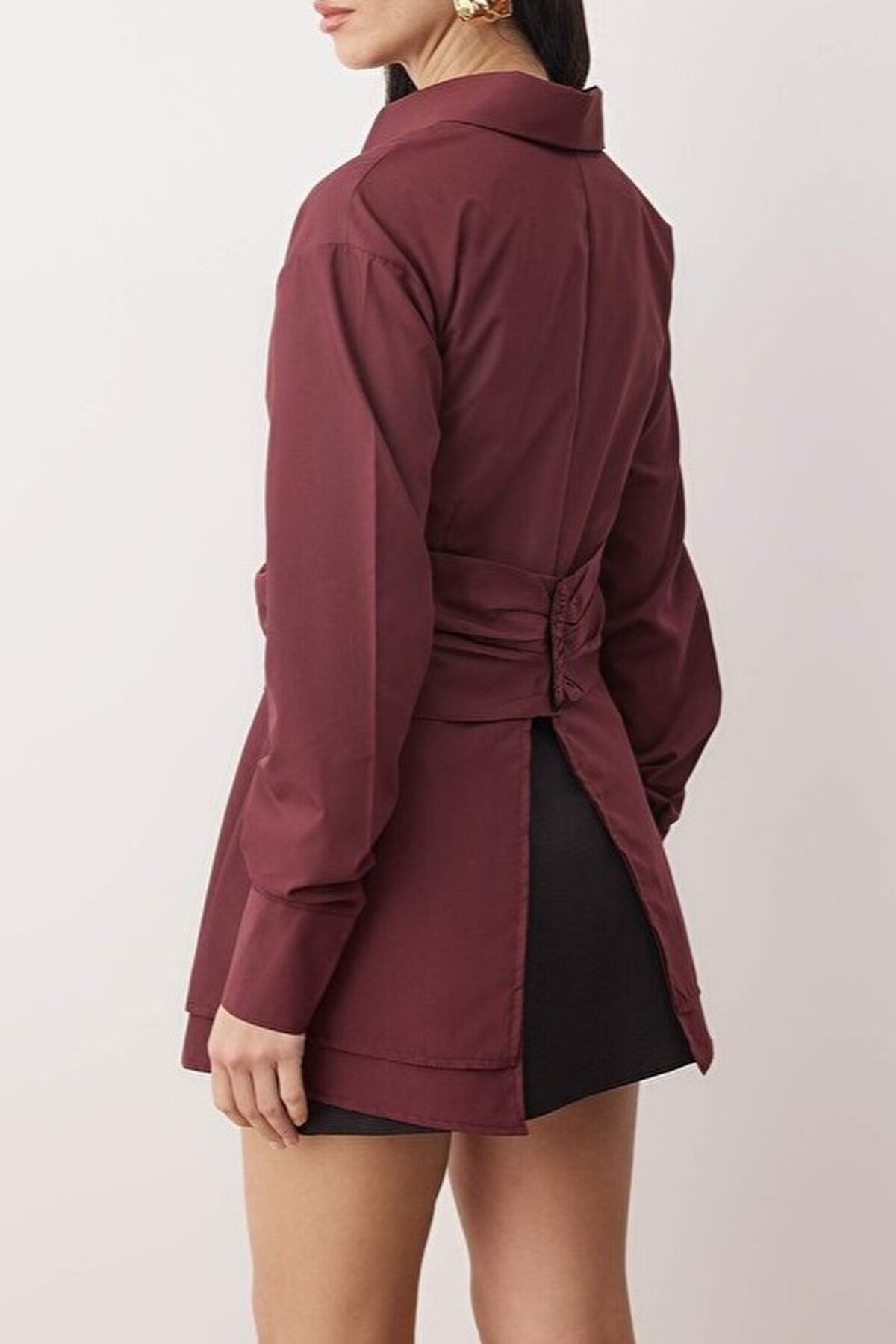 Elegant Shirt with Gathered Waist Detail