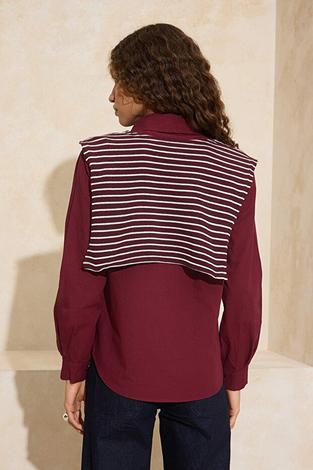 Oversize Shirt with Tie Collar