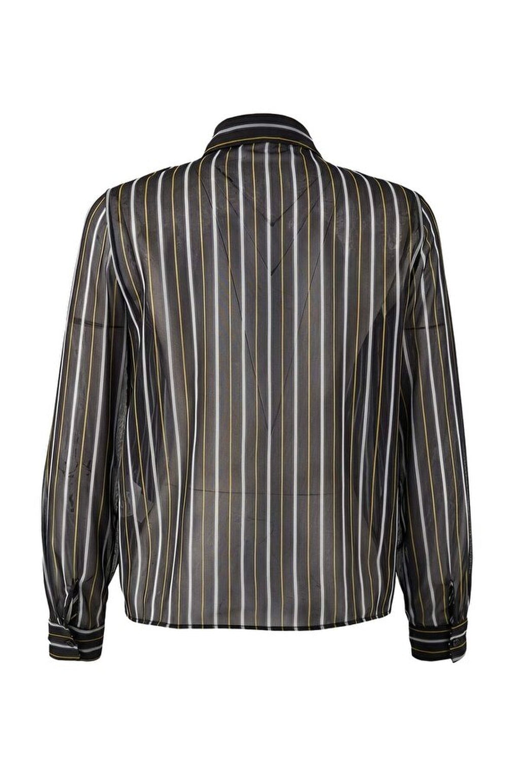 Striped Unlined Chiffon Shirt with Tie