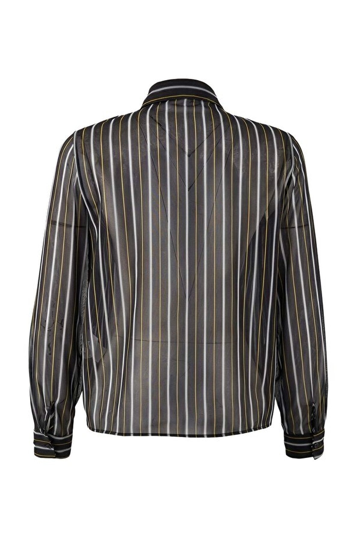 Striped Unlined Chiffon Shirt with Tie